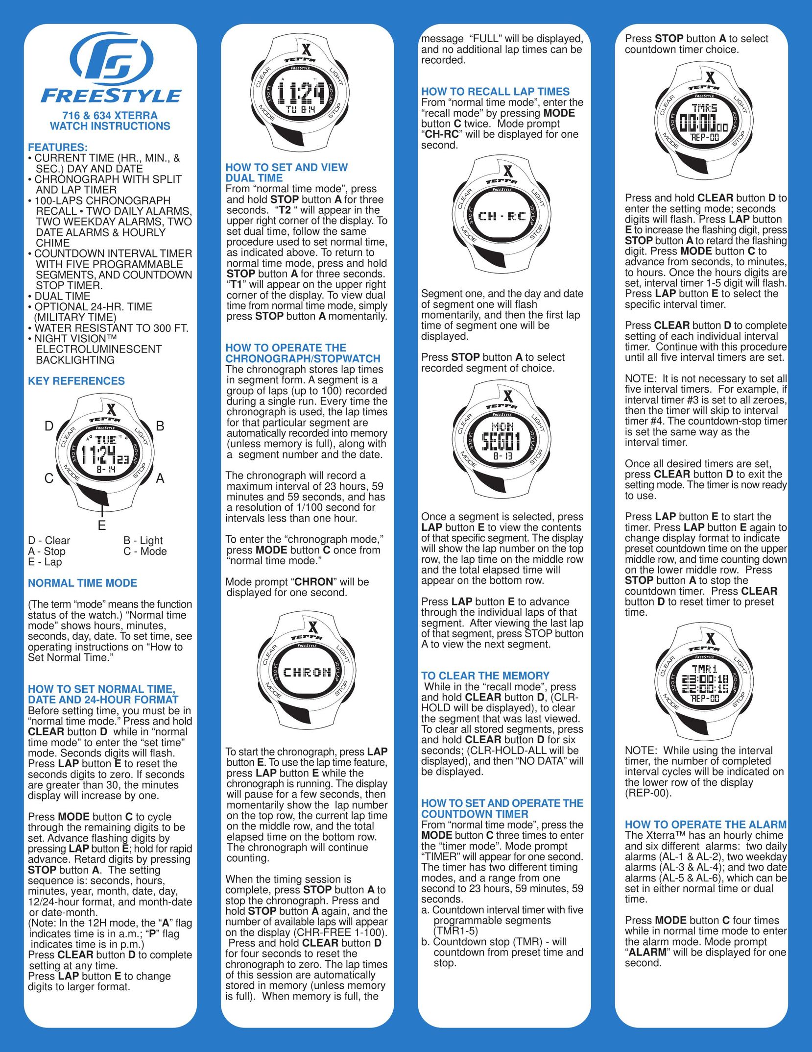 Freestyle 716 Xterra Watch User Manual