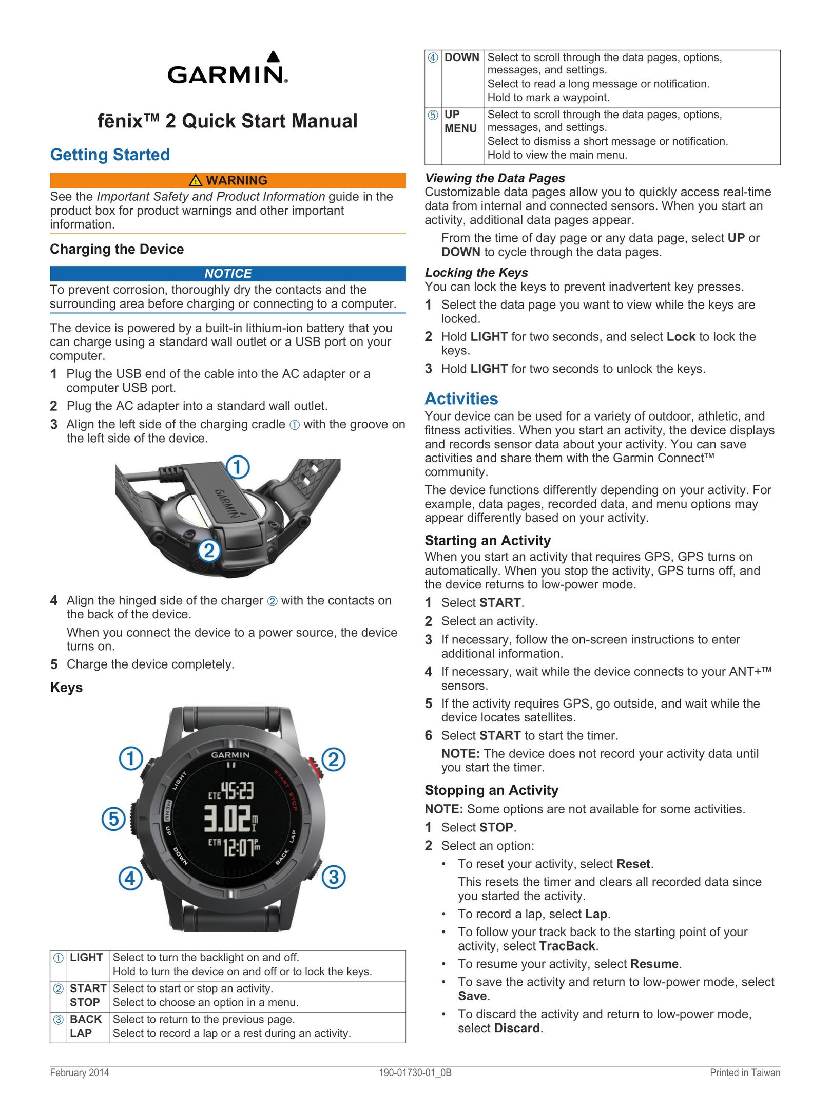 Garmin fnix 2 Watch User Manual
