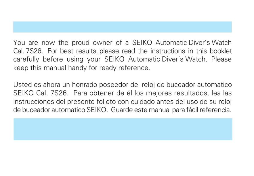 Seiko 7S26 Watch User Manual