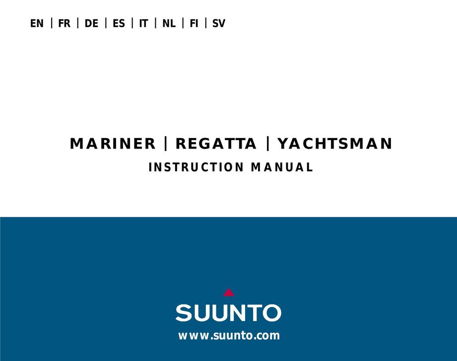 Suunto MARINER | REGATTA | YACHTSMAN Watch User Manual