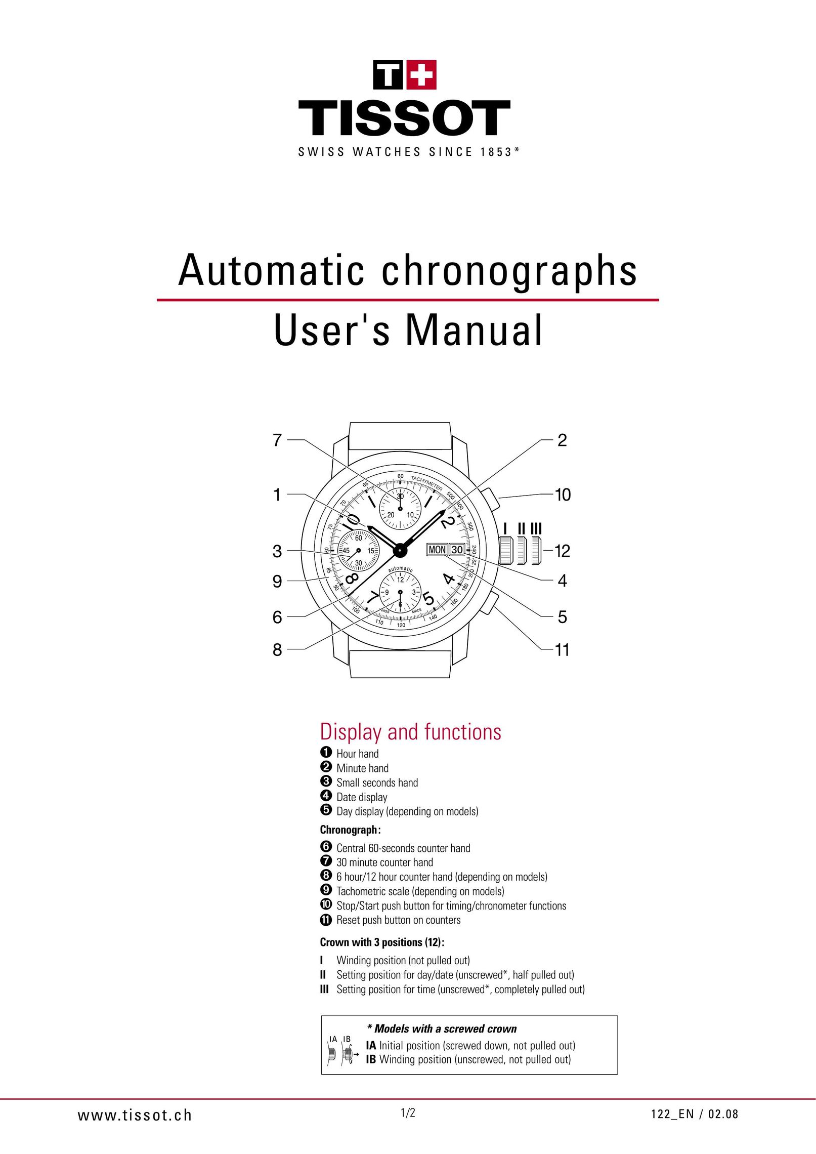 Tissot 122_EN Watch User Manual