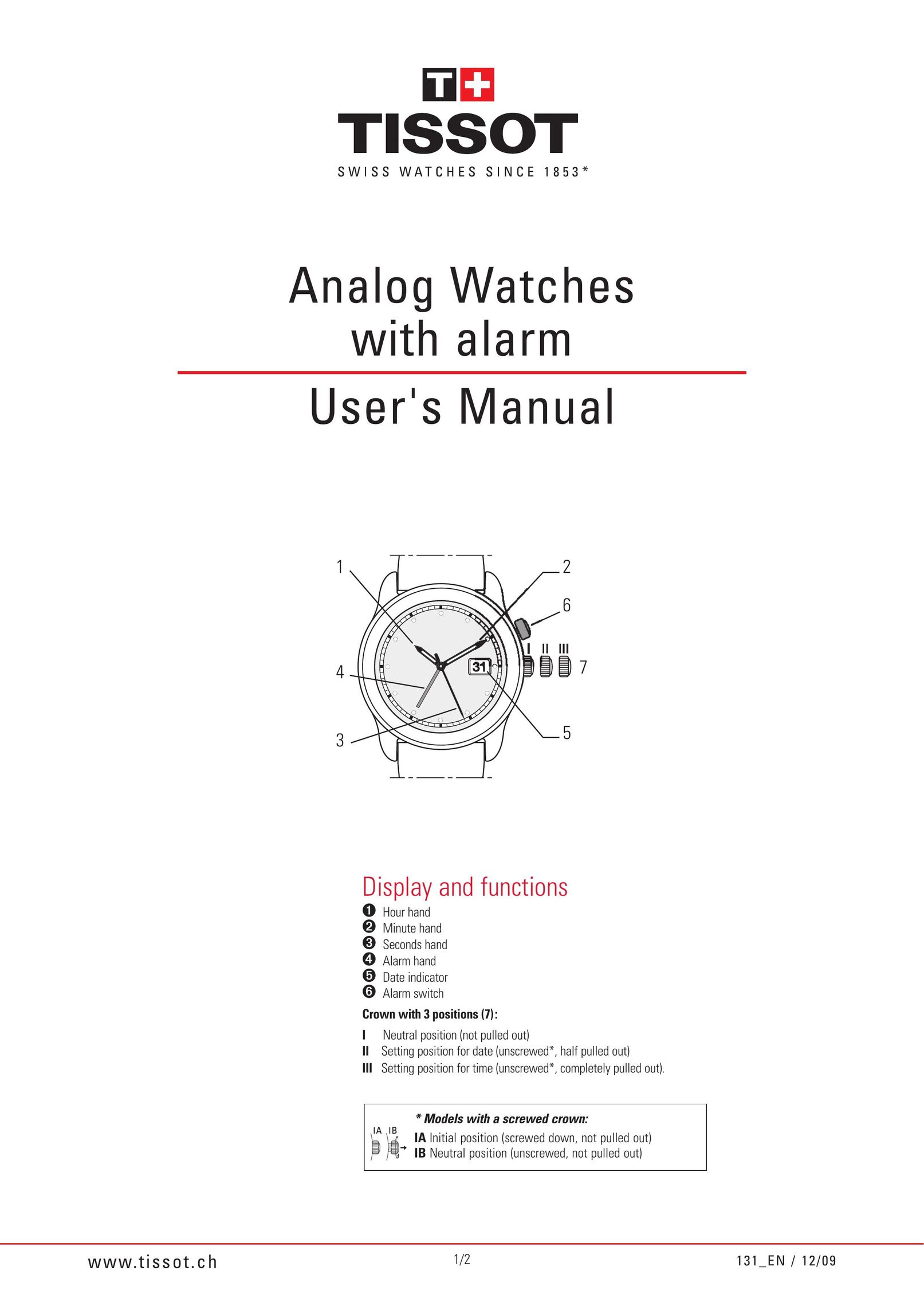 Tissot 131_N/12/09 Watch User Manual