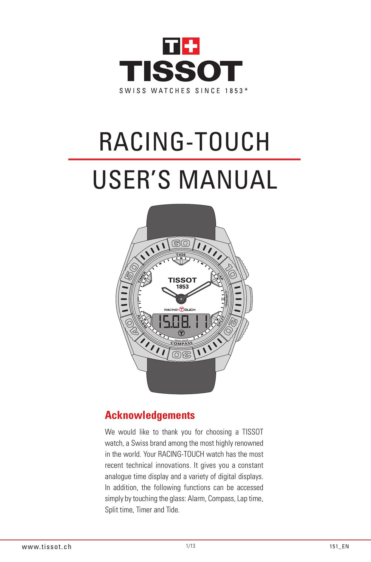 Tissot 151_EN Watch User Manual