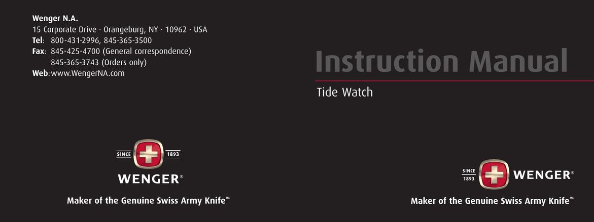 Wenger 70832 Watch User Manual