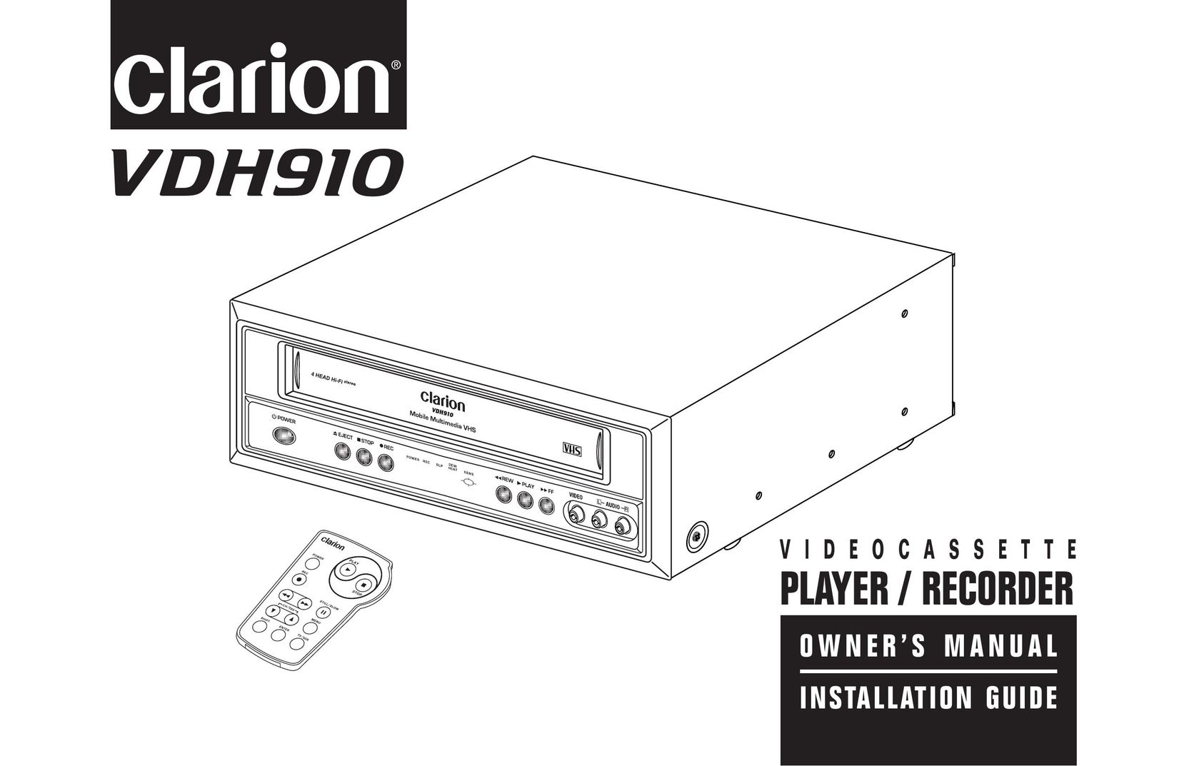 Clarion VDH910 Cassette Player User Manual