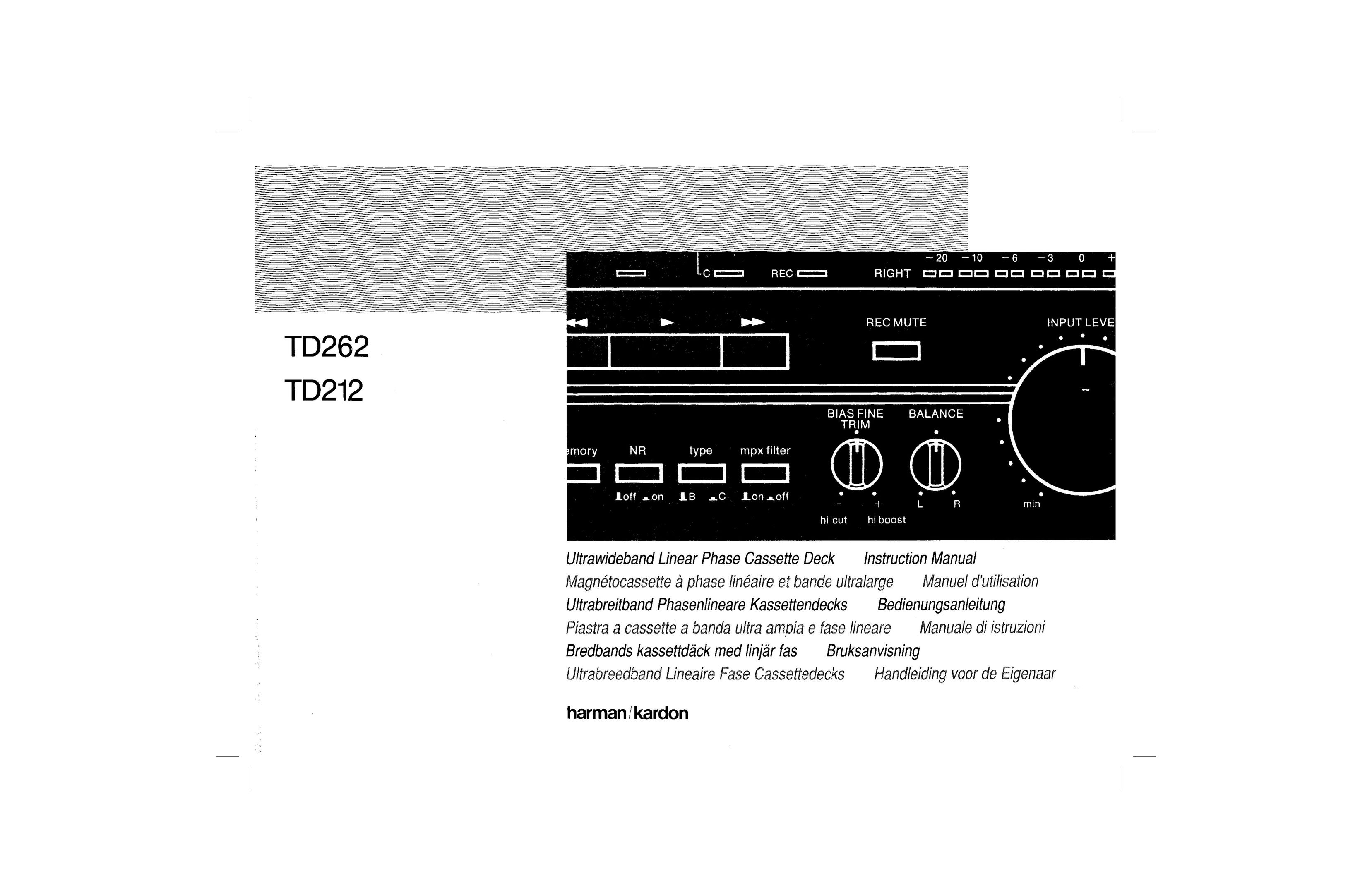 Harman-Kardon TD212 Cassette Player User Manual