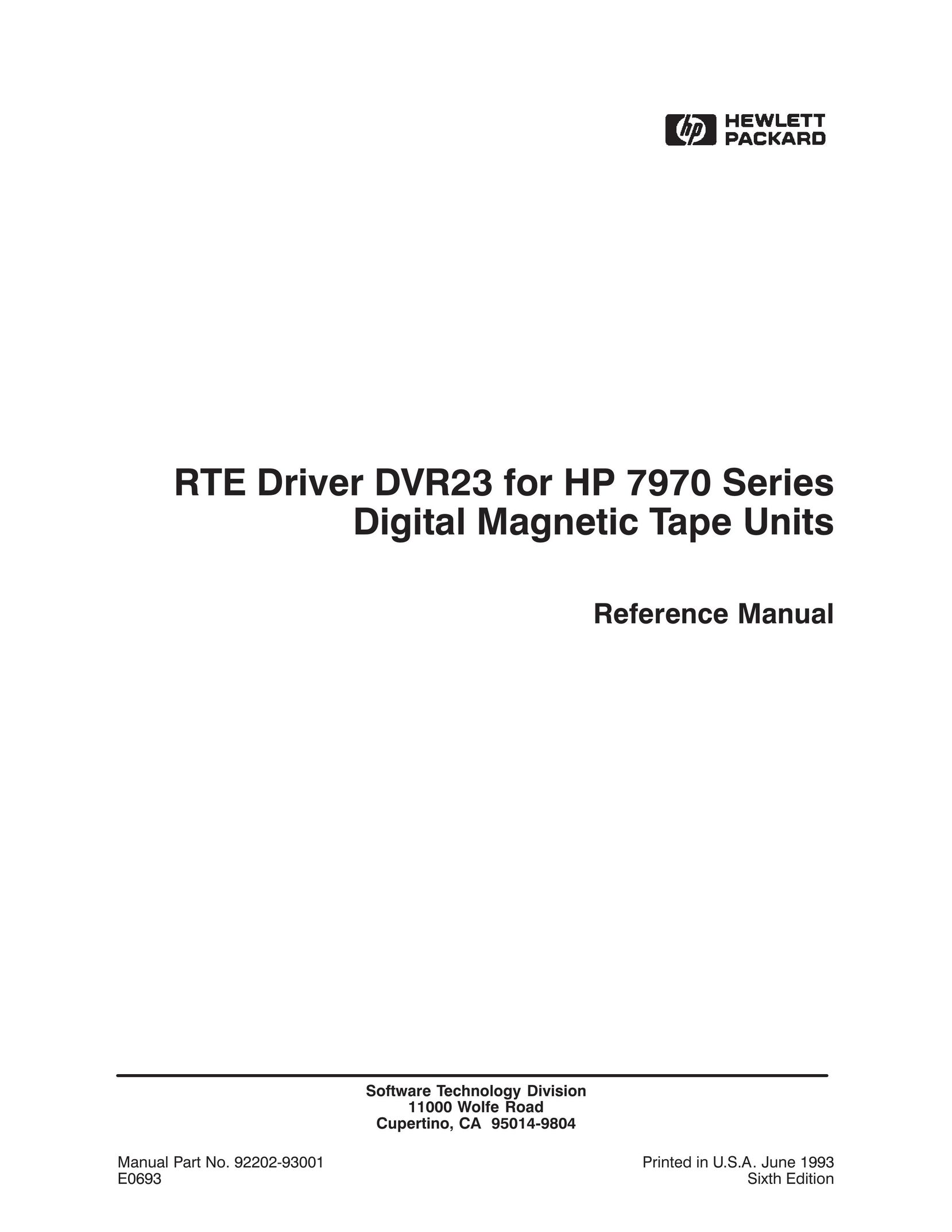 HP (Hewlett-Packard) DVR23 Cassette Player User Manual