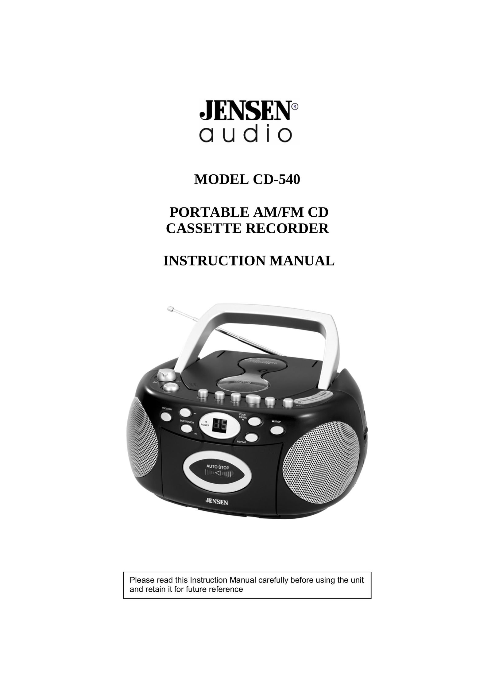 Jensen CD-540 Cassette Player User Manual