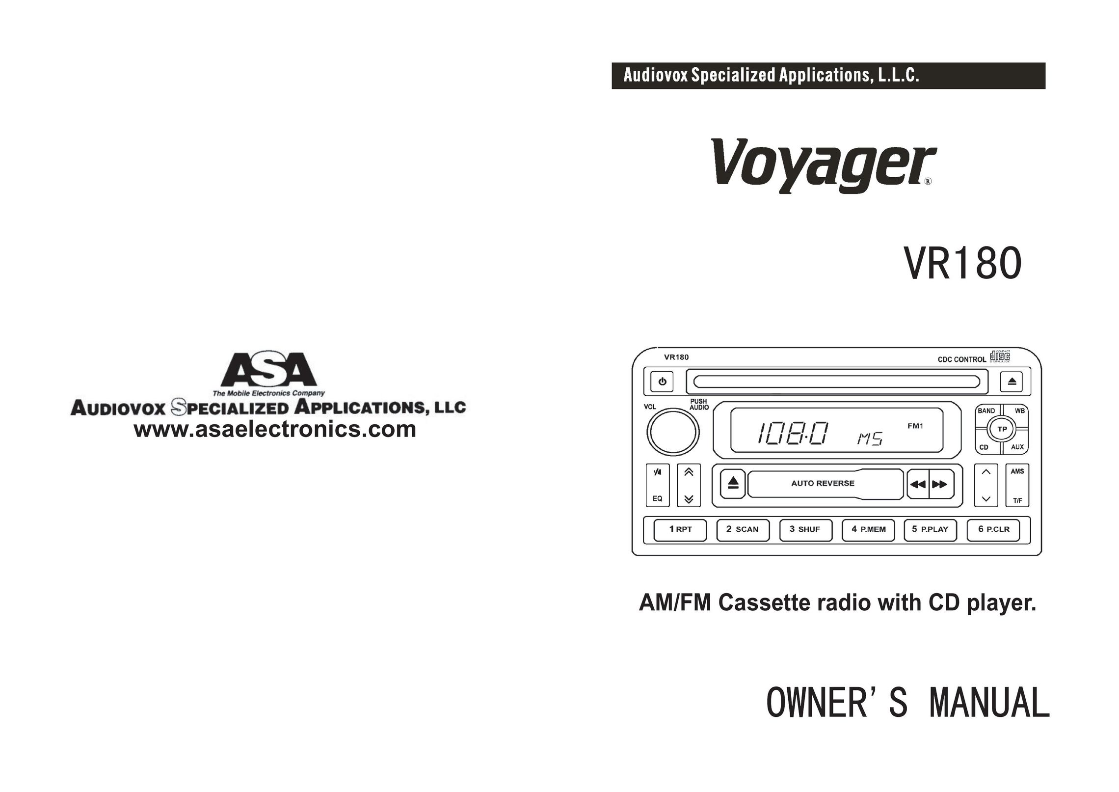 Jensen VR180 Cassette Player User Manual