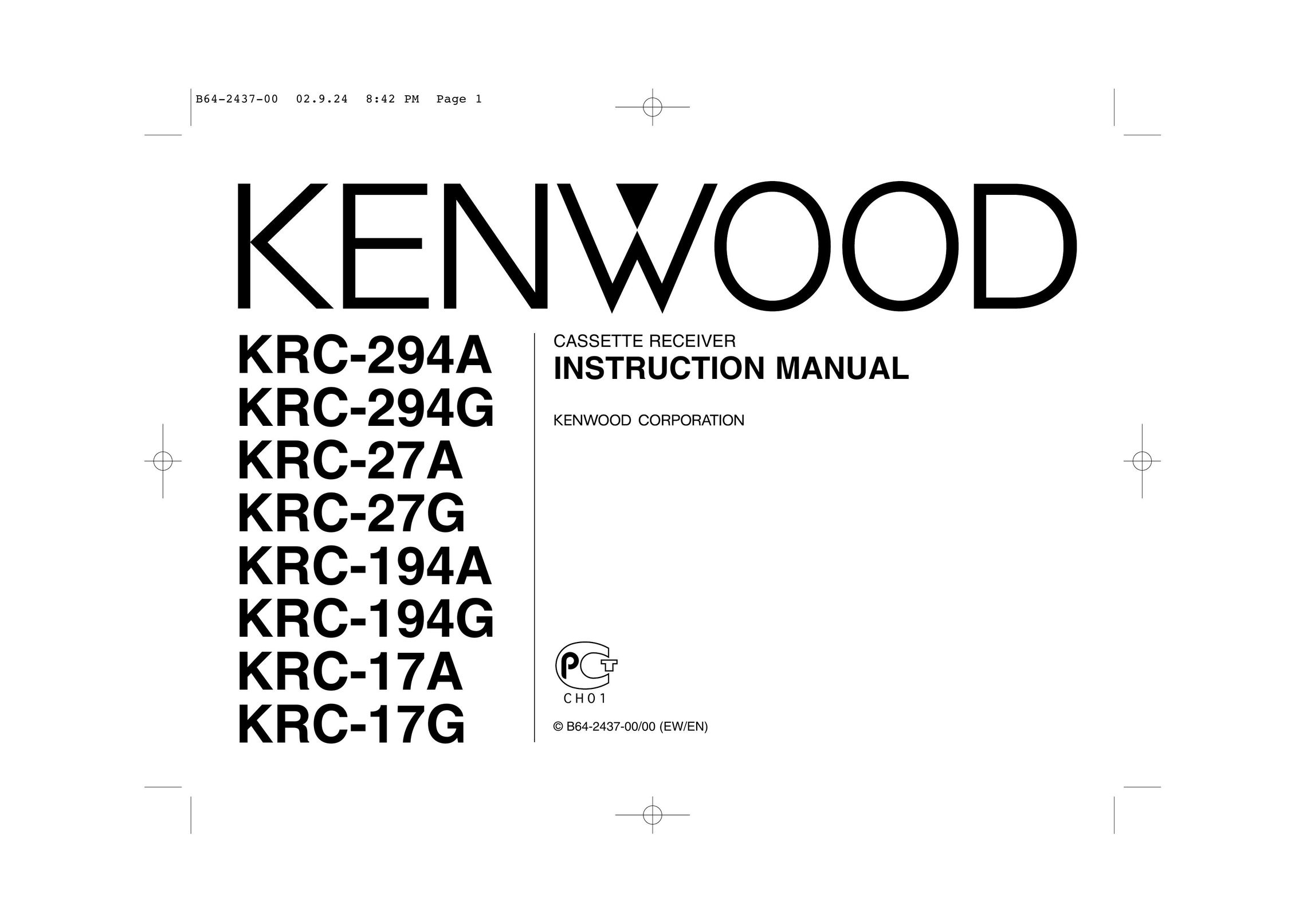 Kenwood KRC-27G Cassette Player User Manual