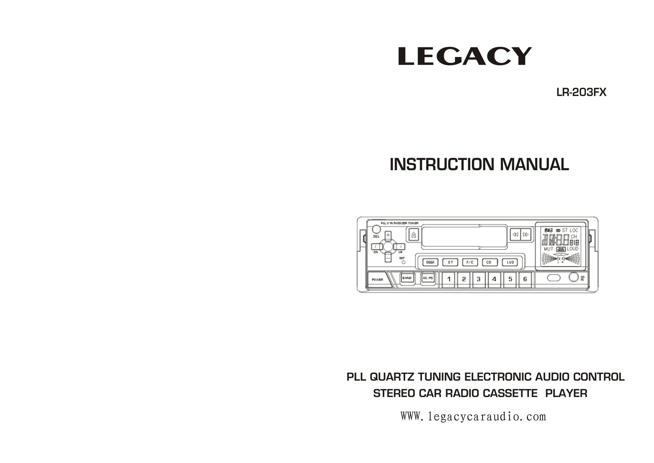 Legacy Car Audio LR-203FX Cassette Player User Manual