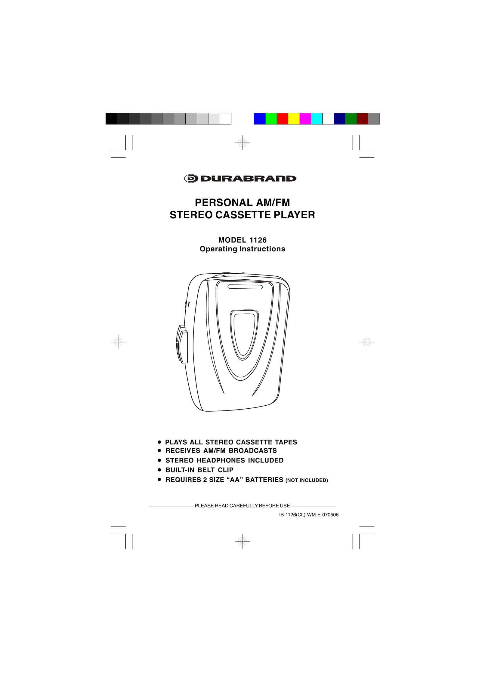 Lenoxx Electronics 1126 Cassette Player User Manual