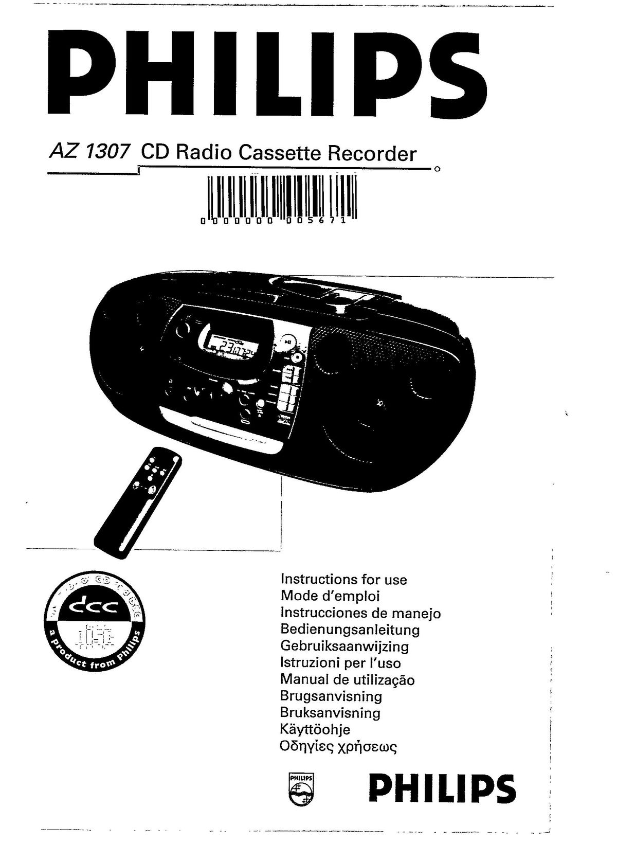 Magnavox AZ 1307 Cassette Player User Manual