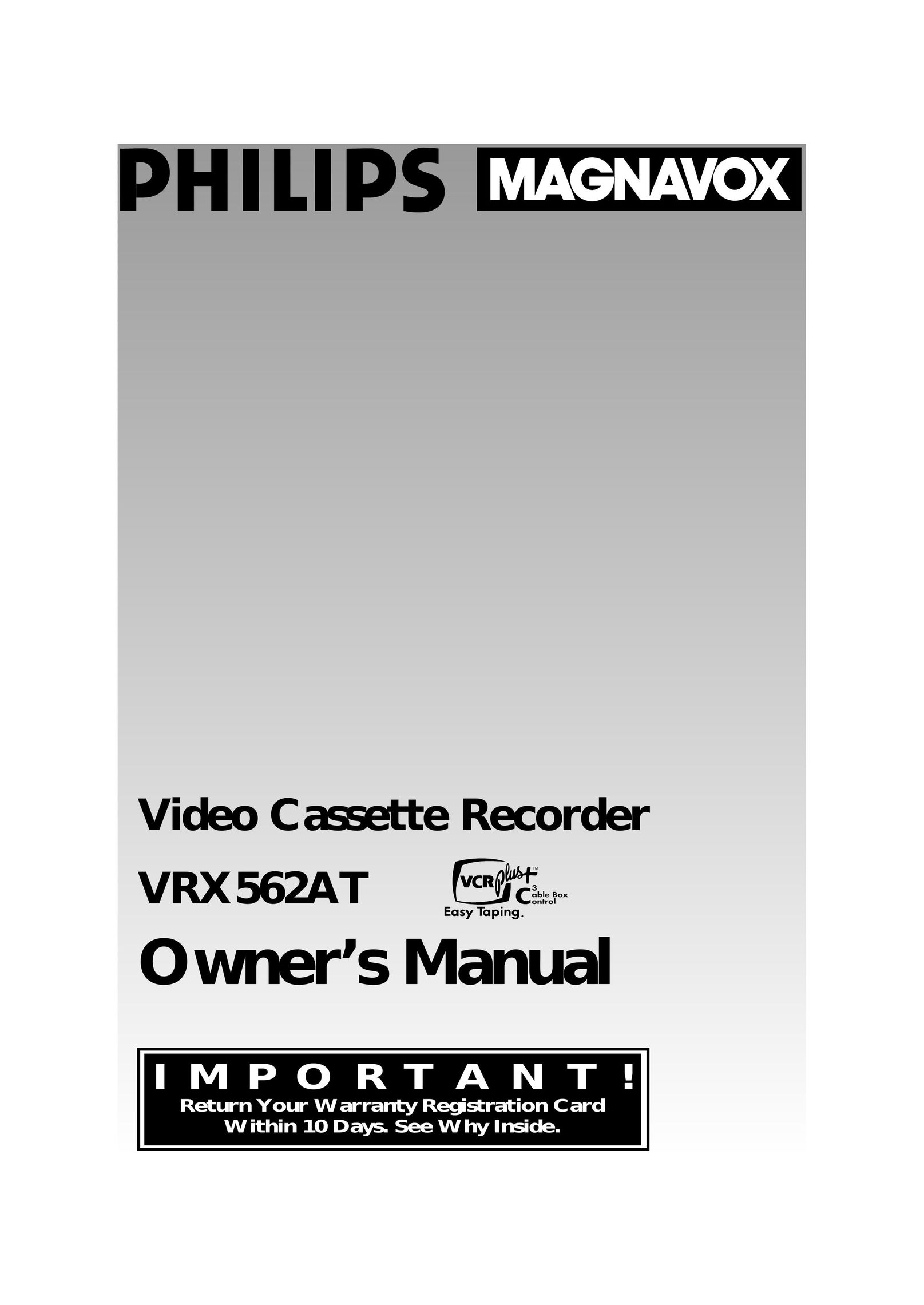 Magnavox VRX562AT99 Cassette Player User Manual