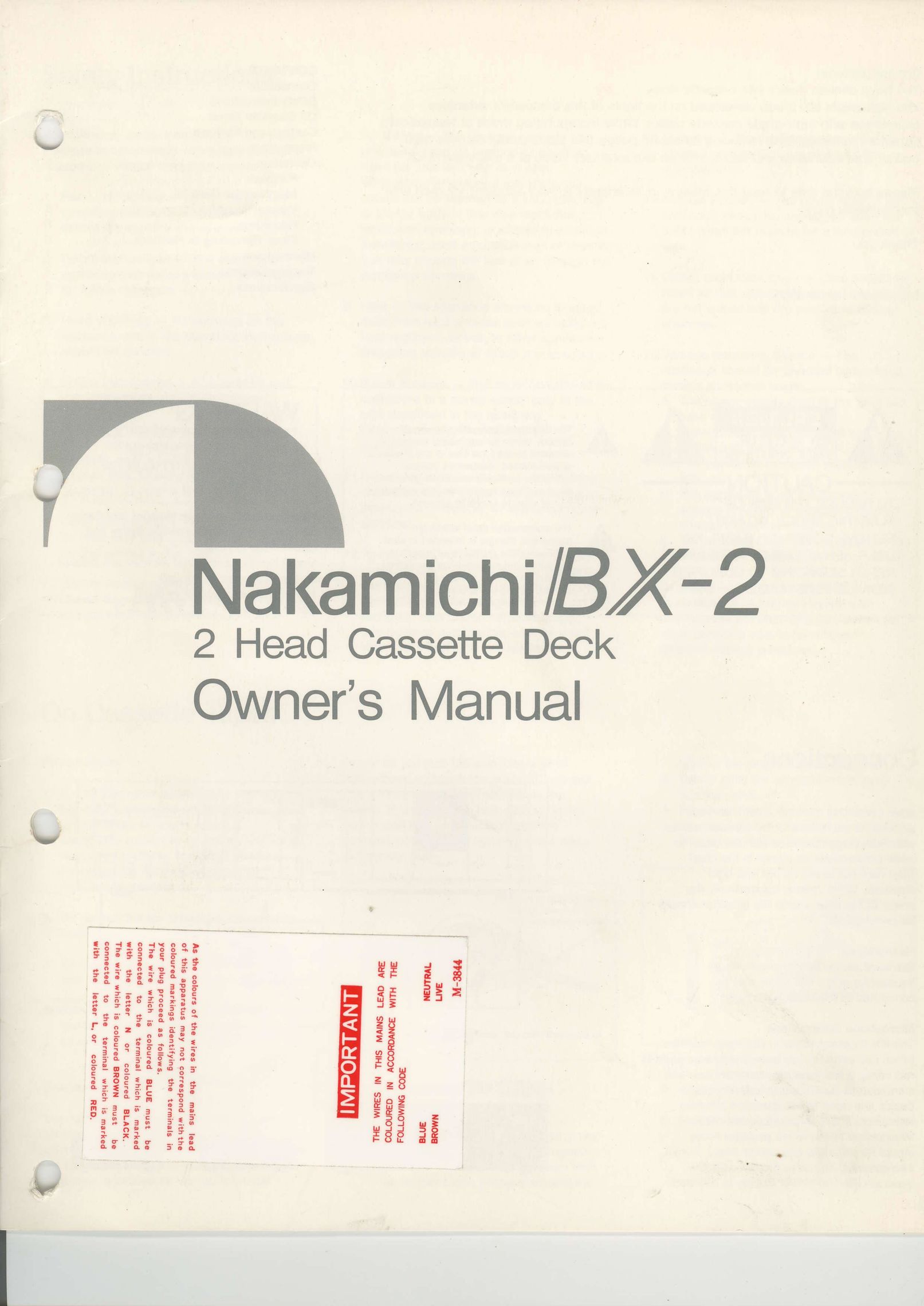 Maxell IBX-2 Cassette Player User Manual