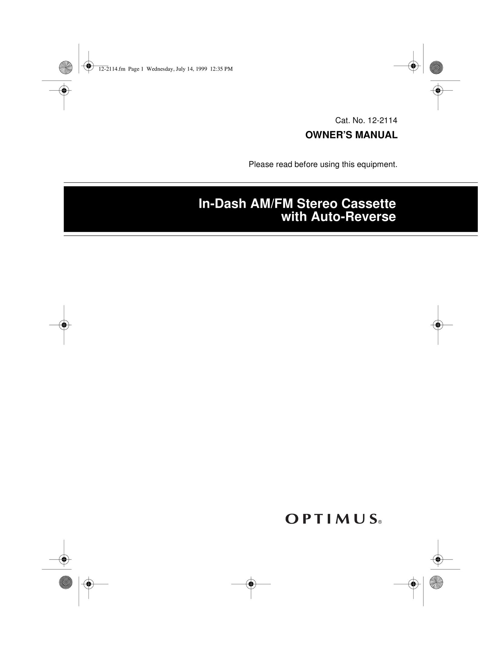 Optimus 12-2114 Cassette Player User Manual