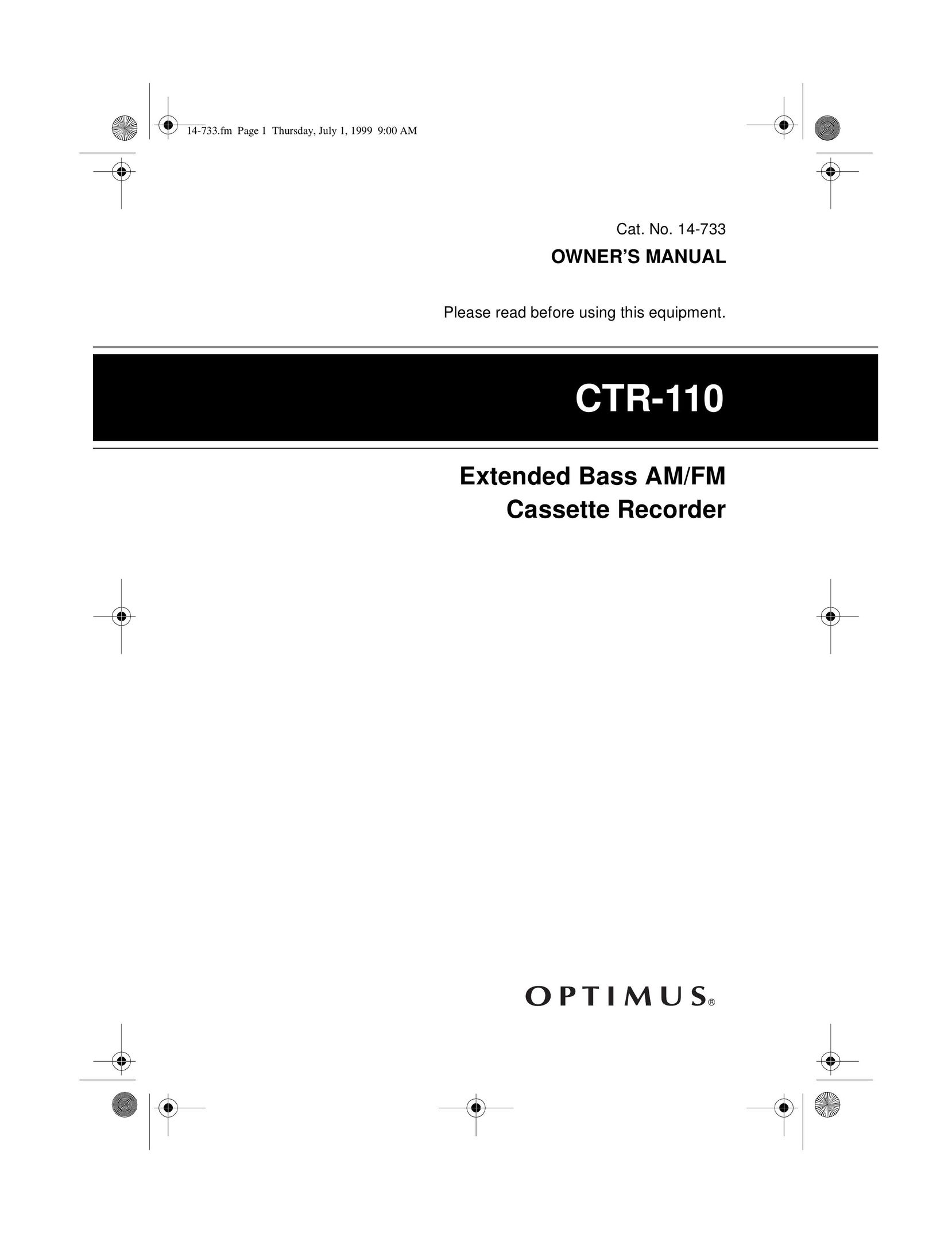 Optimus CTR-110 Cassette Player User Manual