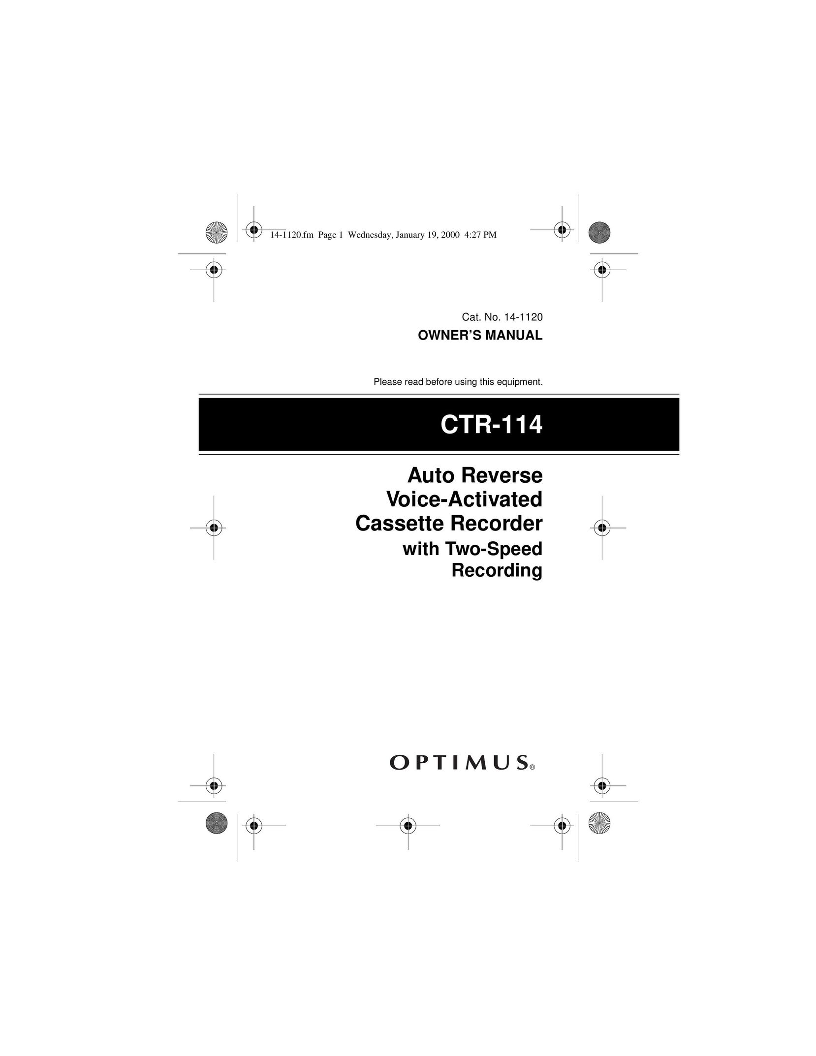 Optimus CTR-114 Cassette Player User Manual