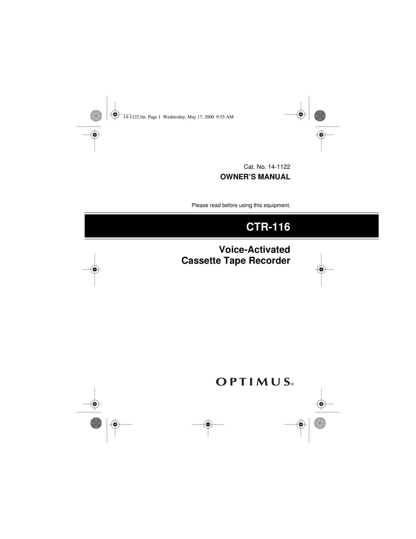 Optimus CTR-116 Cassette Player User Manual