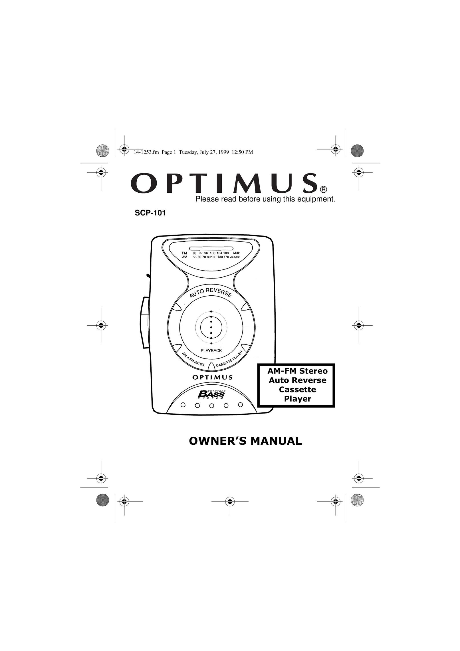 Optimus SCP-101 Cassette Player User Manual