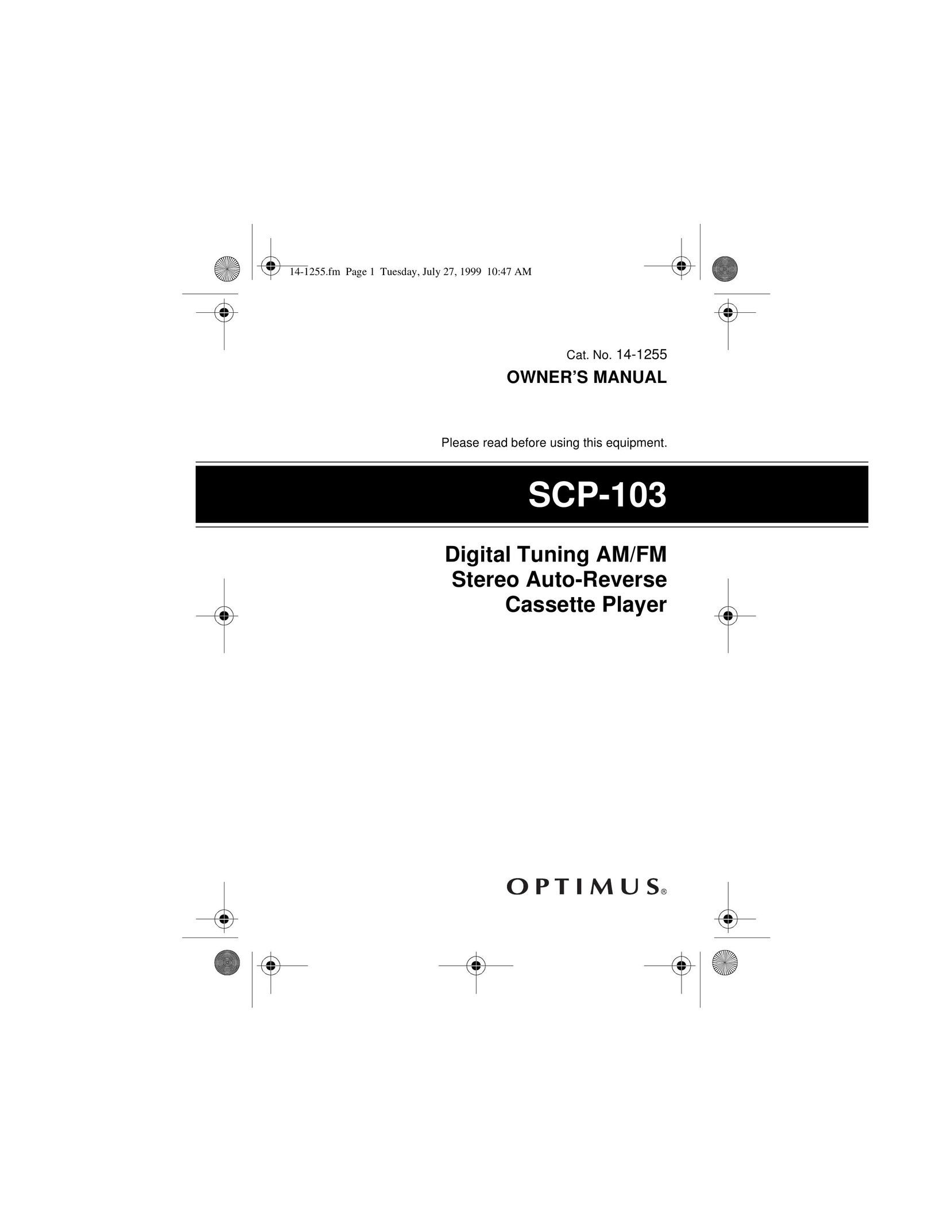 Optimus SCP-103 Cassette Player User Manual