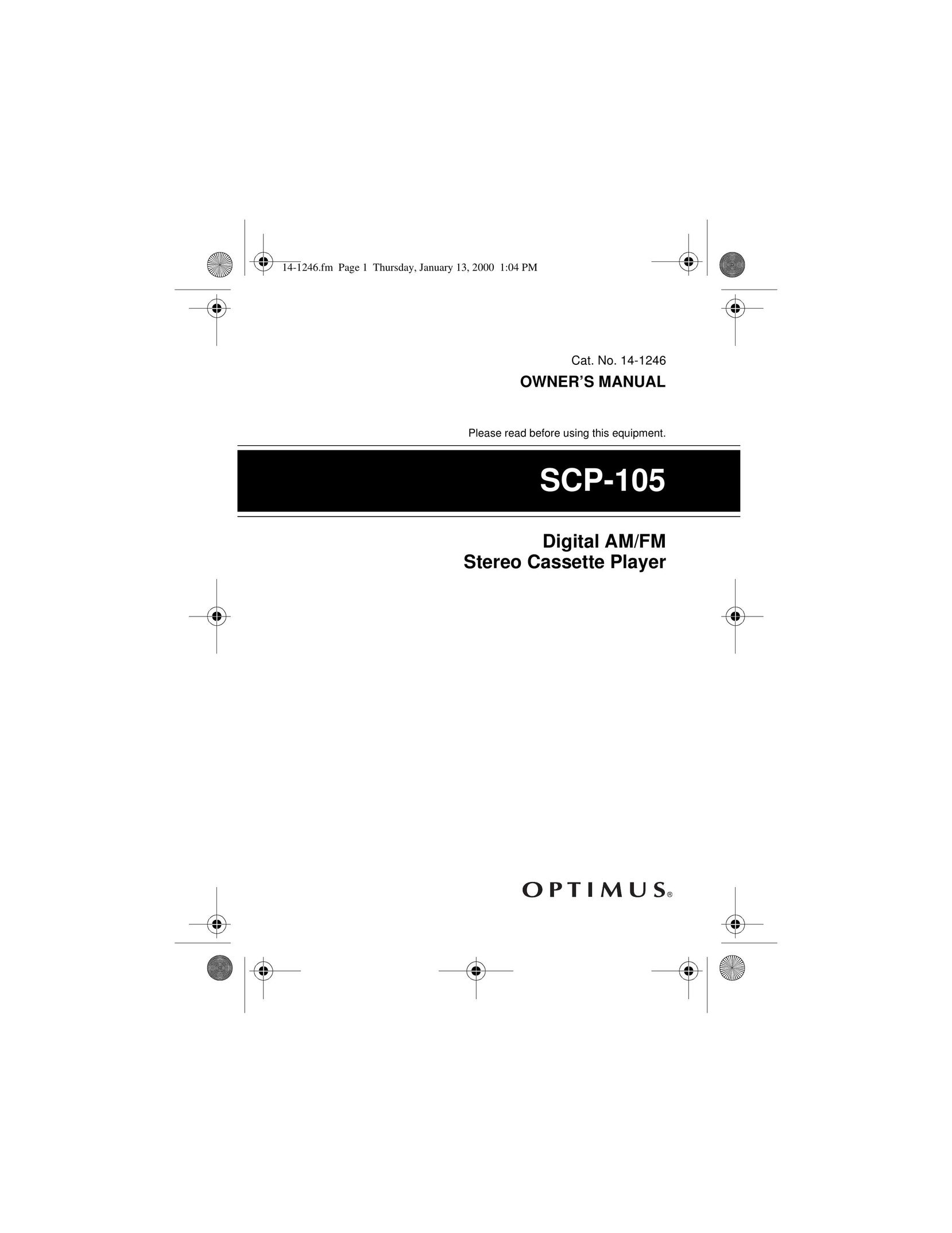 Optimus SCP-105 Cassette Player User Manual