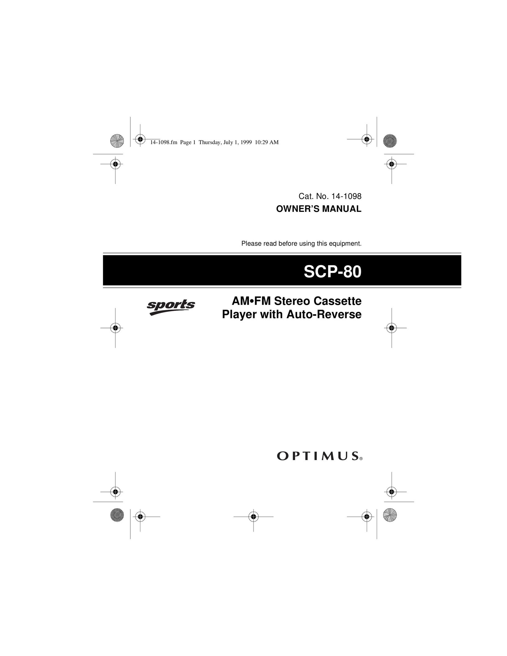 Optimus SCP-80 Cassette Player User Manual