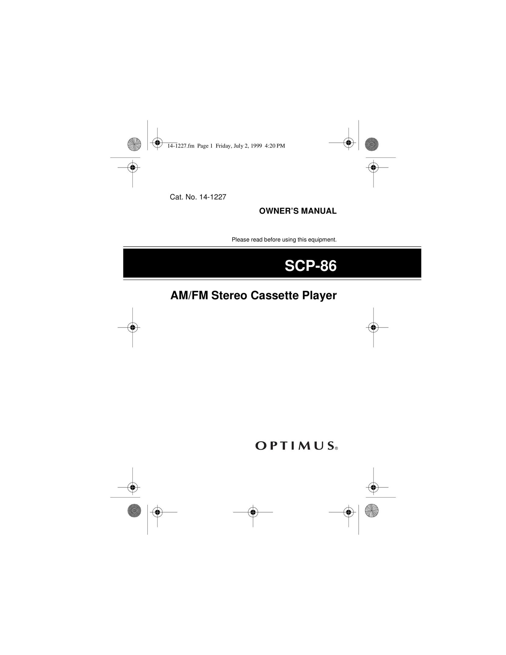 Optimus SCP-86 Cassette Player User Manual