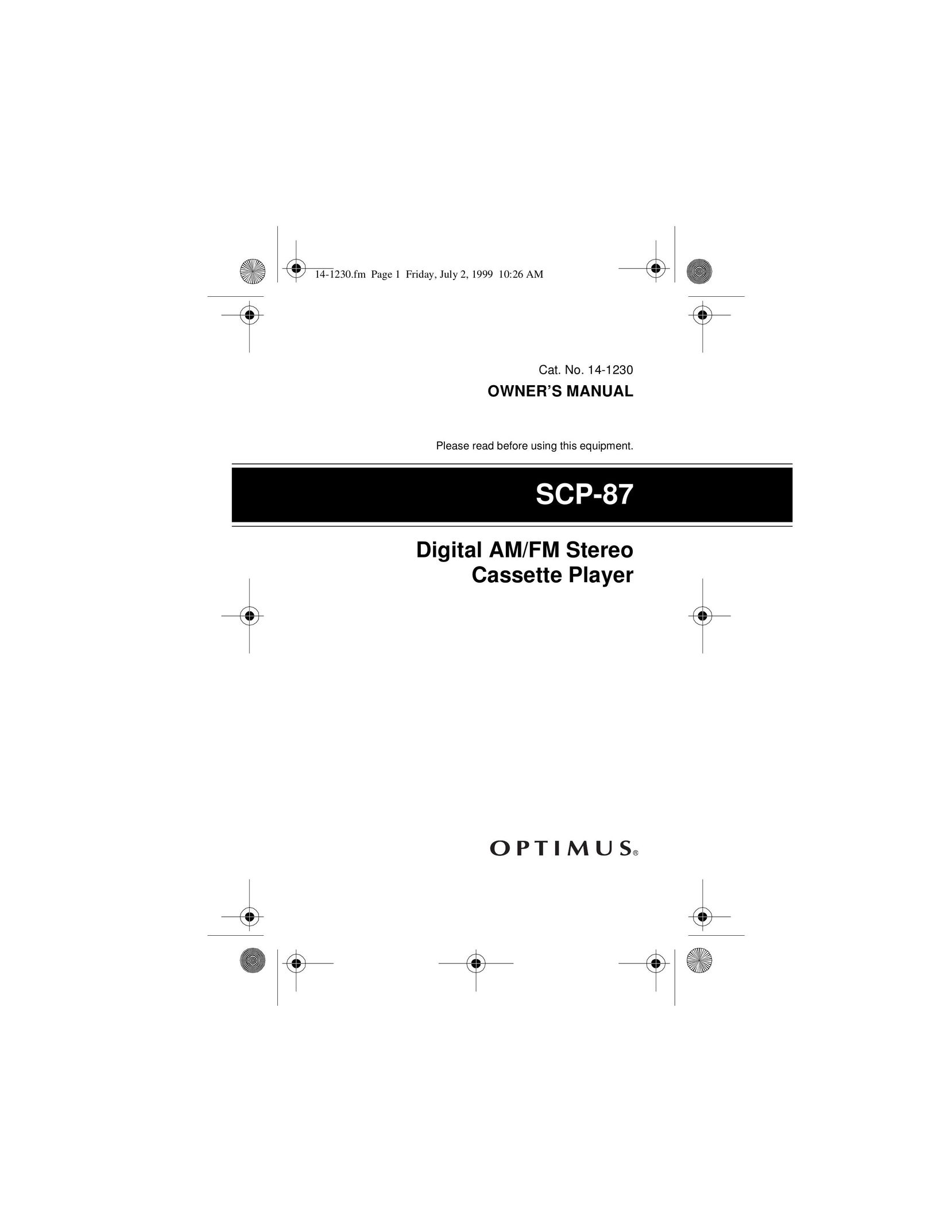 Optimus SCP-87 Cassette Player User Manual
