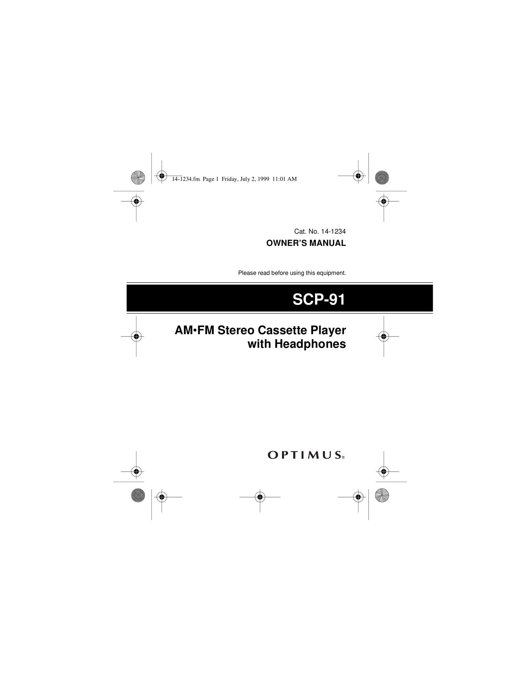 Optimus SCP-91 Cassette Player User Manual