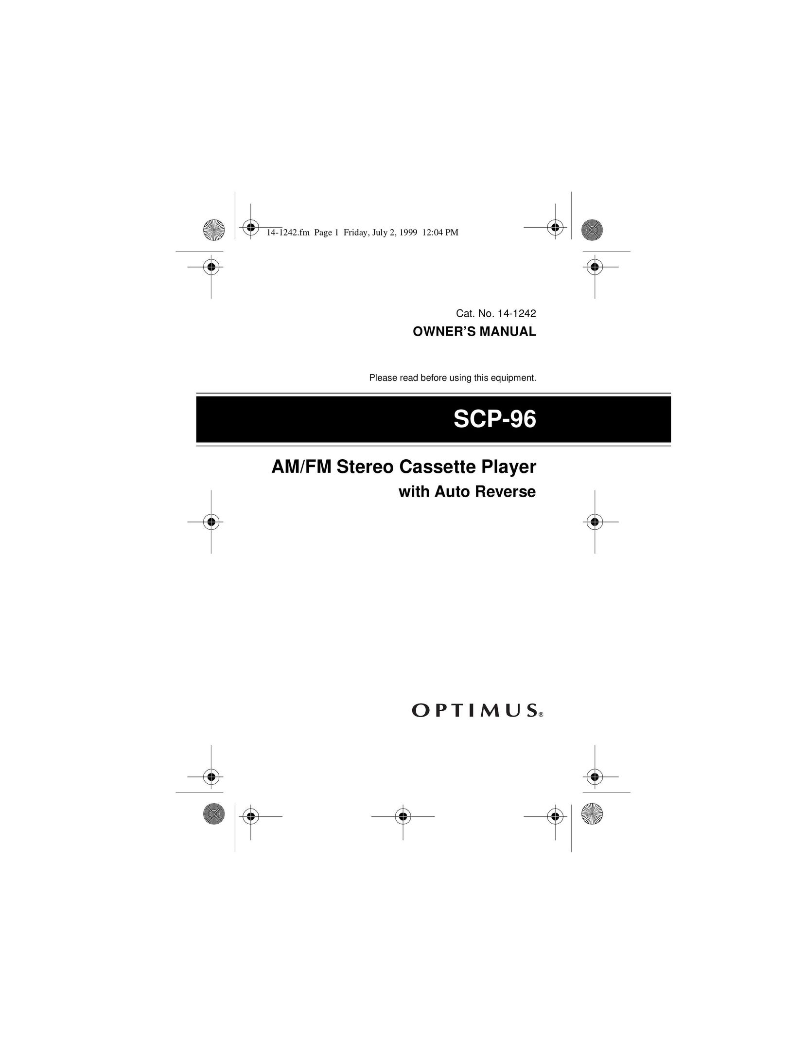 Optimus SCP-96 Cassette Player User Manual