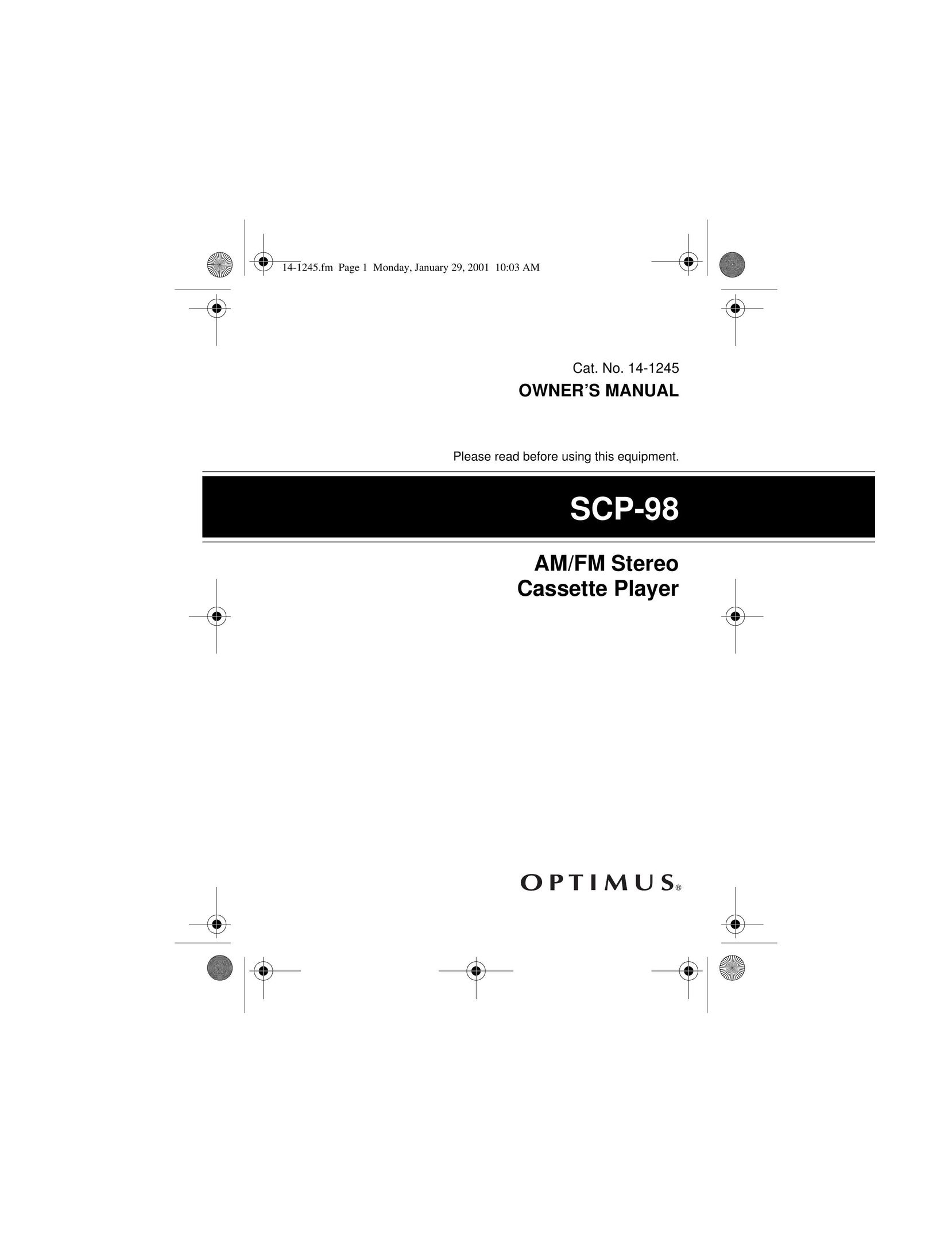 Optimus SCP-98 Cassette Player User Manual