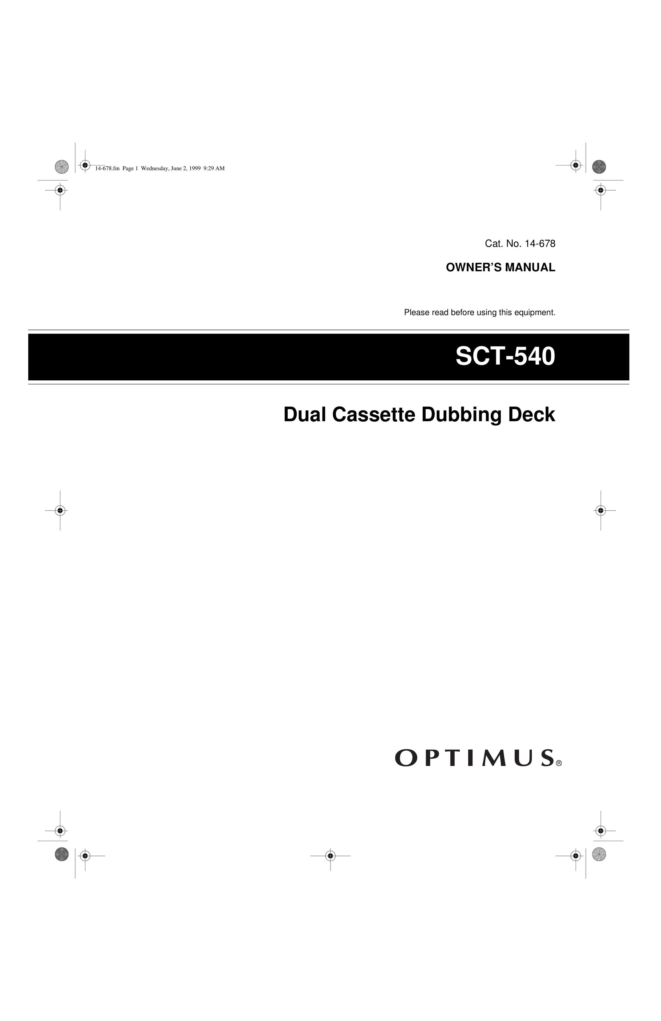 Optimus SCT-540 Cassette Player User Manual