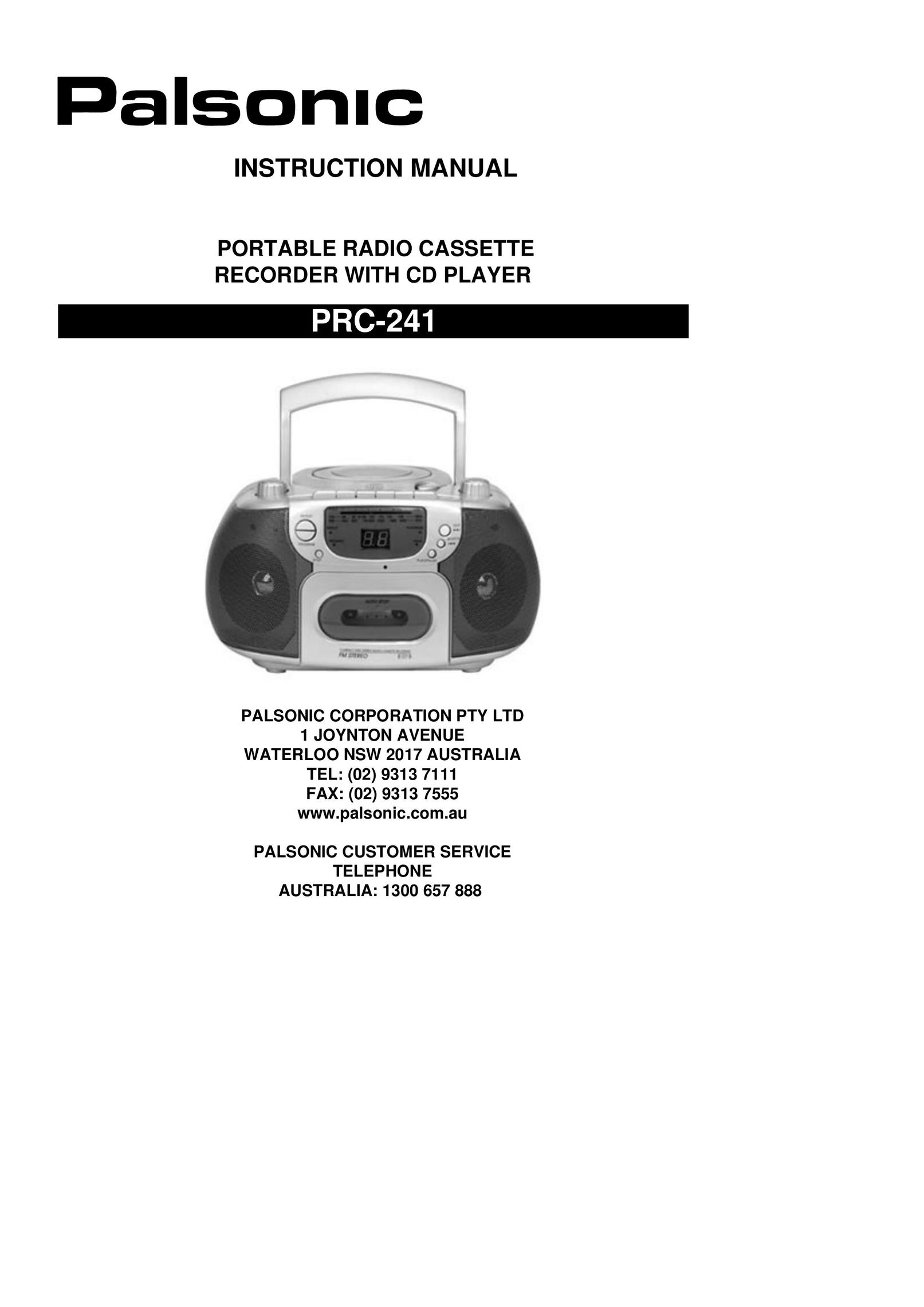 Palsonic PRC-241 Cassette Player User Manual