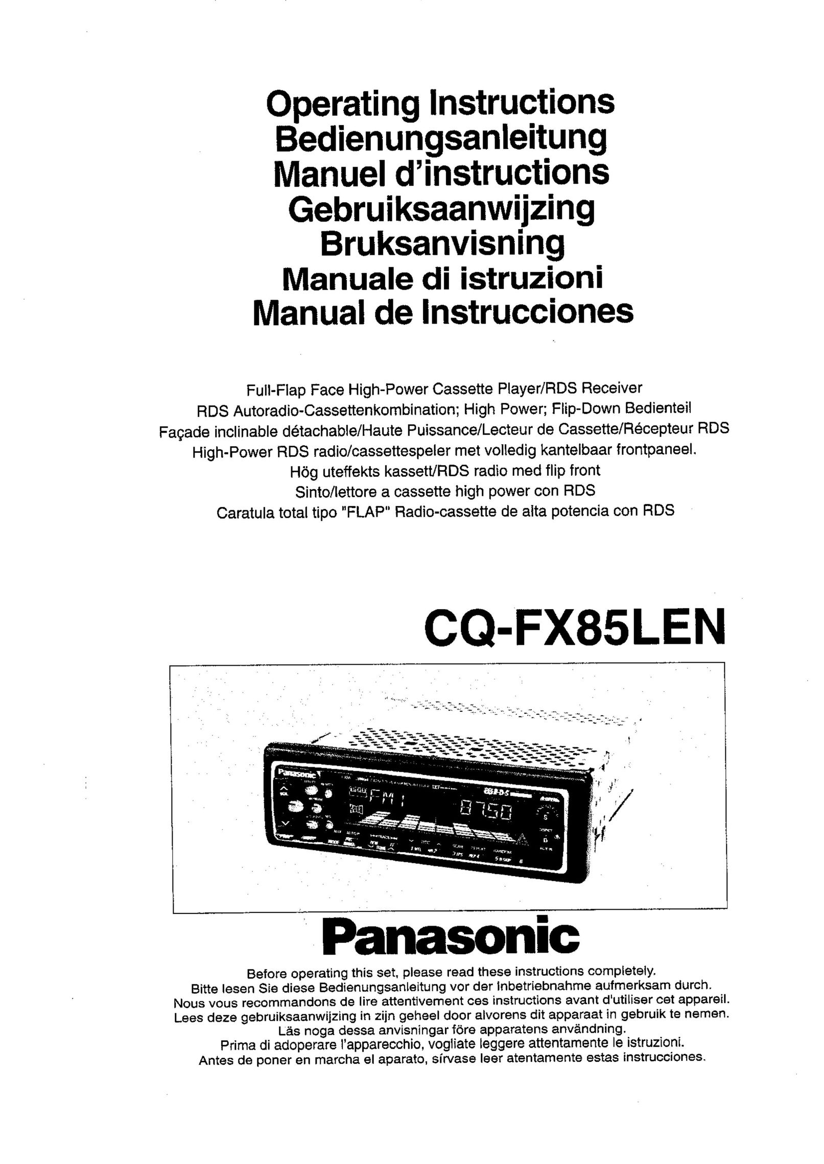 Panasonic CQ-FX85LEN Cassette Player User Manual