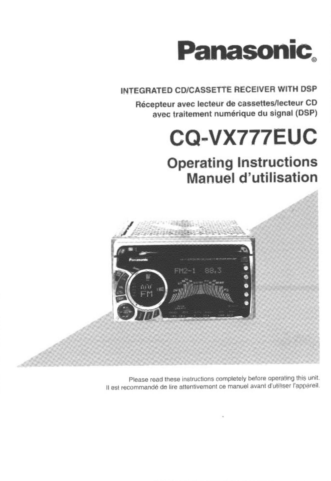 Panasonic CQ-VX777EUC Cassette Player User Manual