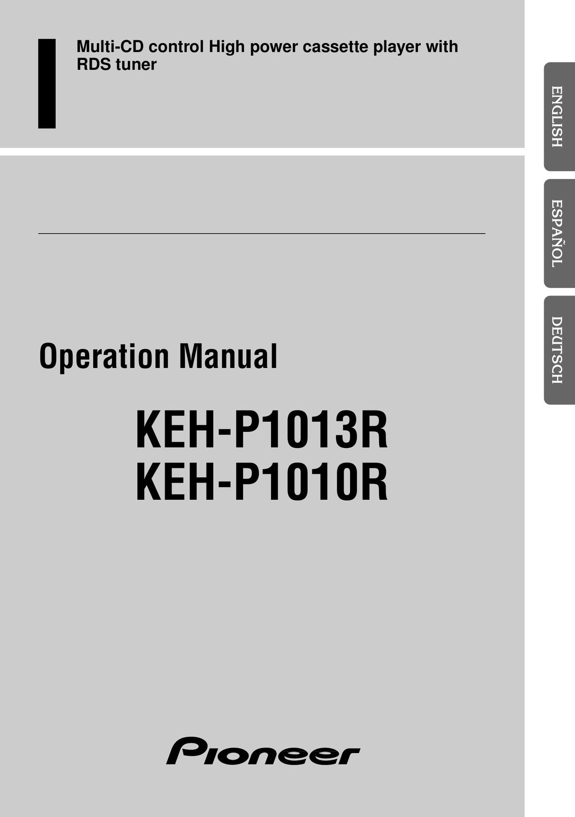 Pioneer KEH-P1010R Cassette Player User Manual