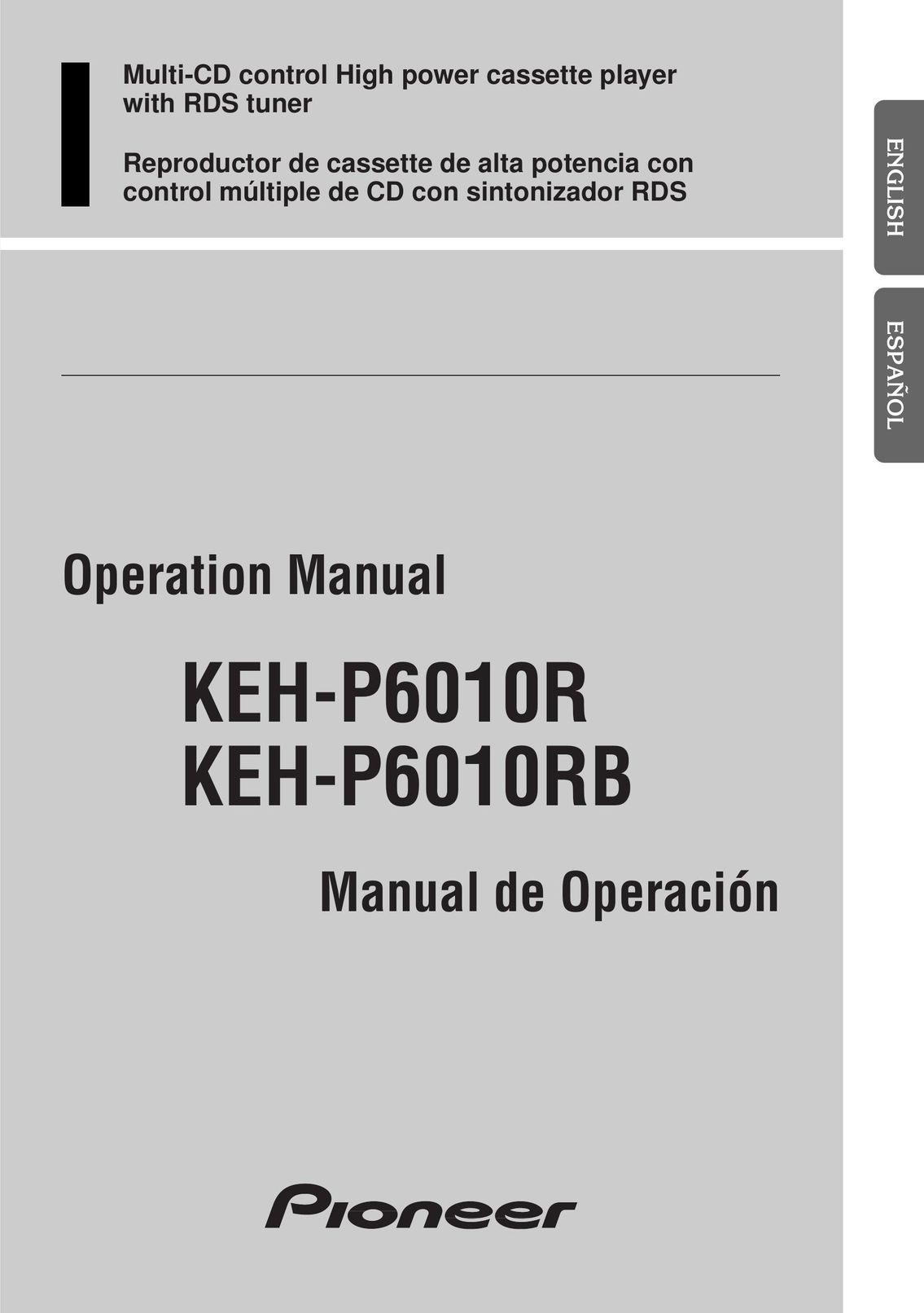 Pioneer KEH-P6010RB Cassette Player User Manual