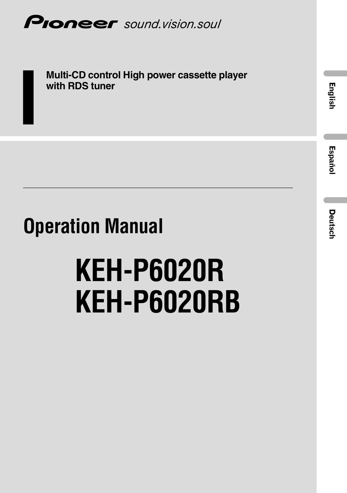Pioneer KEH-P6020RB Cassette Player User Manual