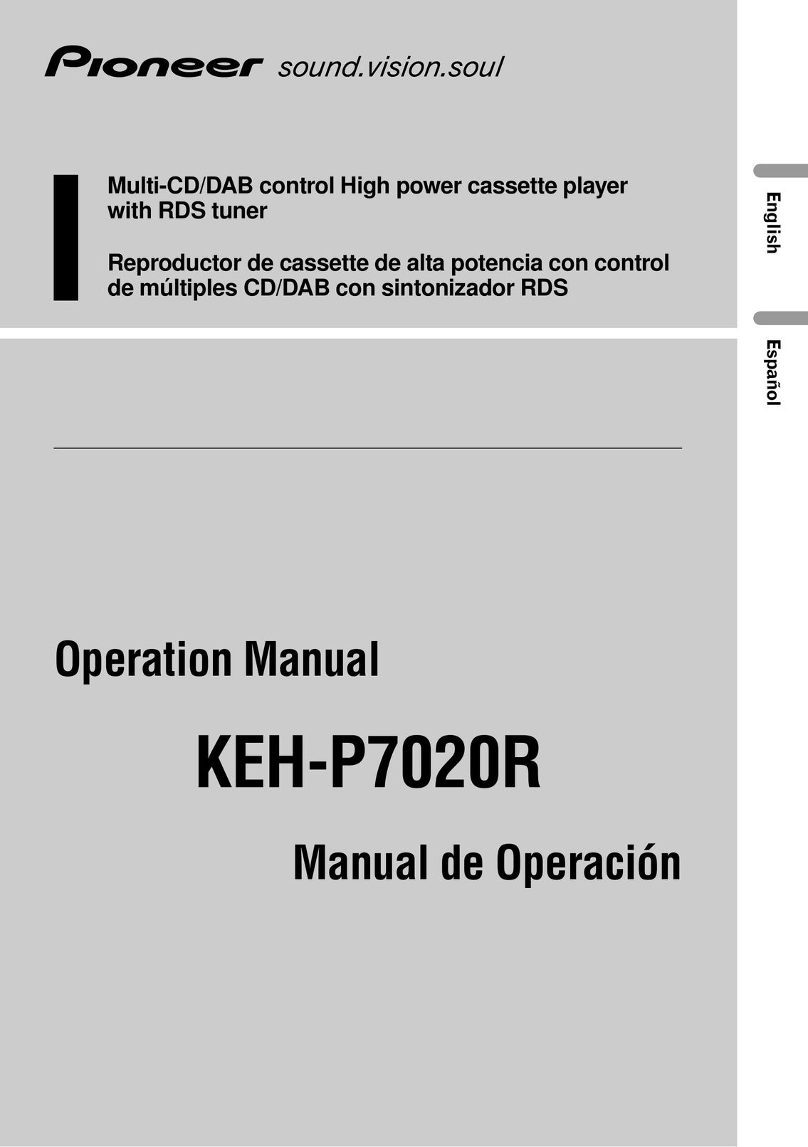 Pioneer KEH-P7020R Cassette Player User Manual