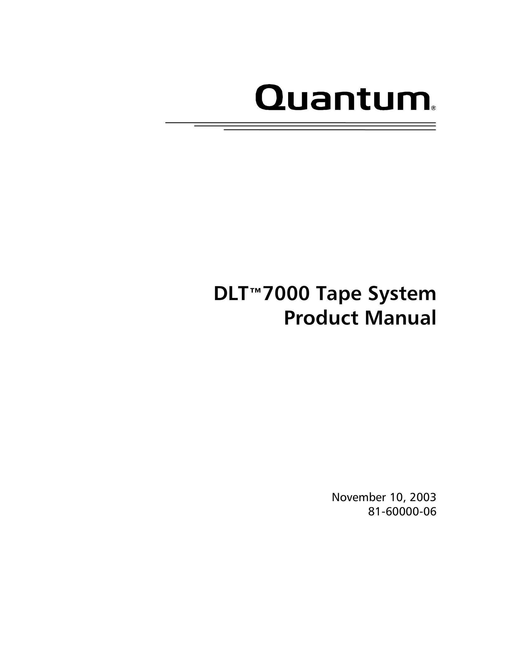 Quantum Instruments DLT 7000 Cassette Player User Manual