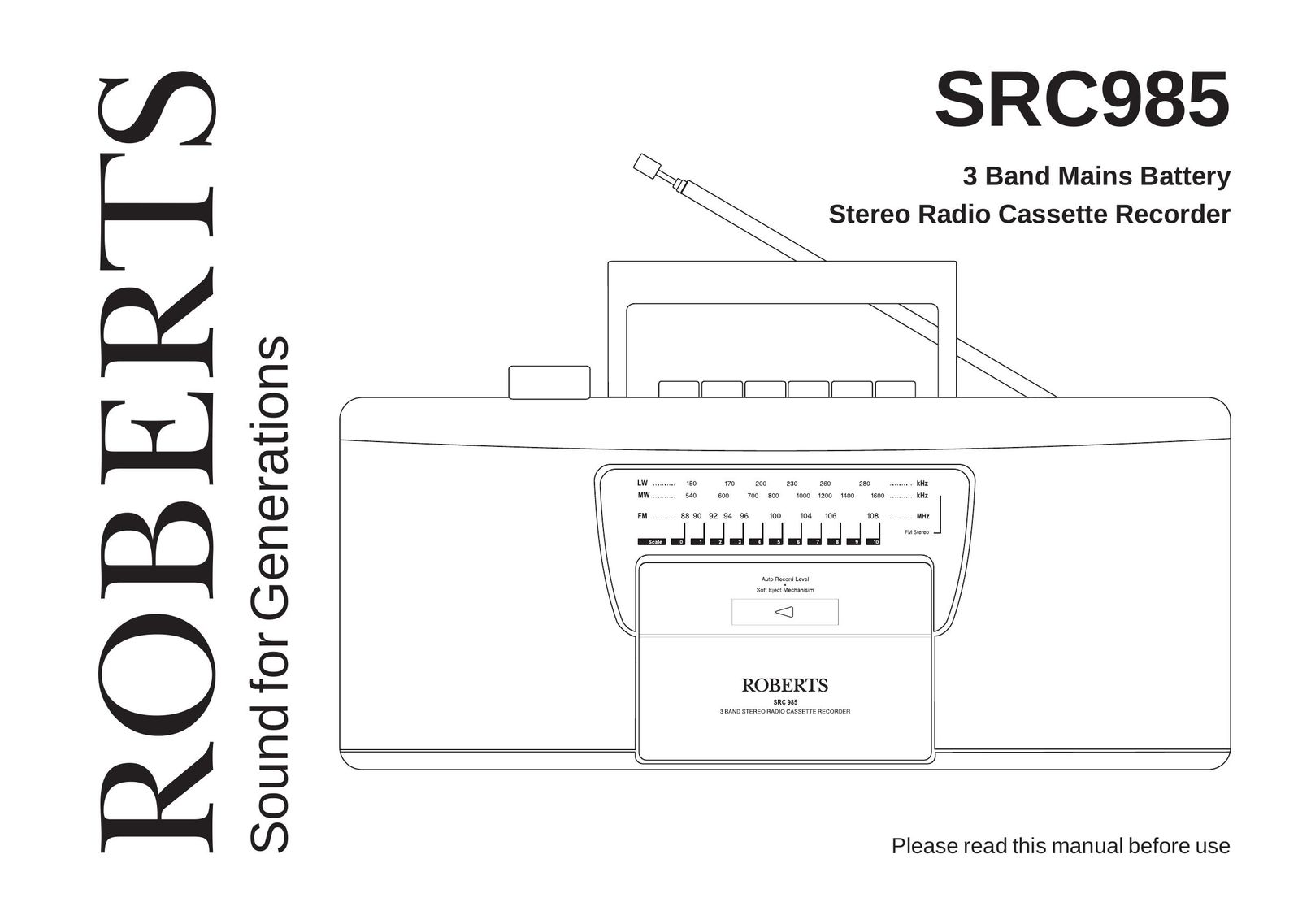 Roberts Radio SRC985 Cassette Player User Manual