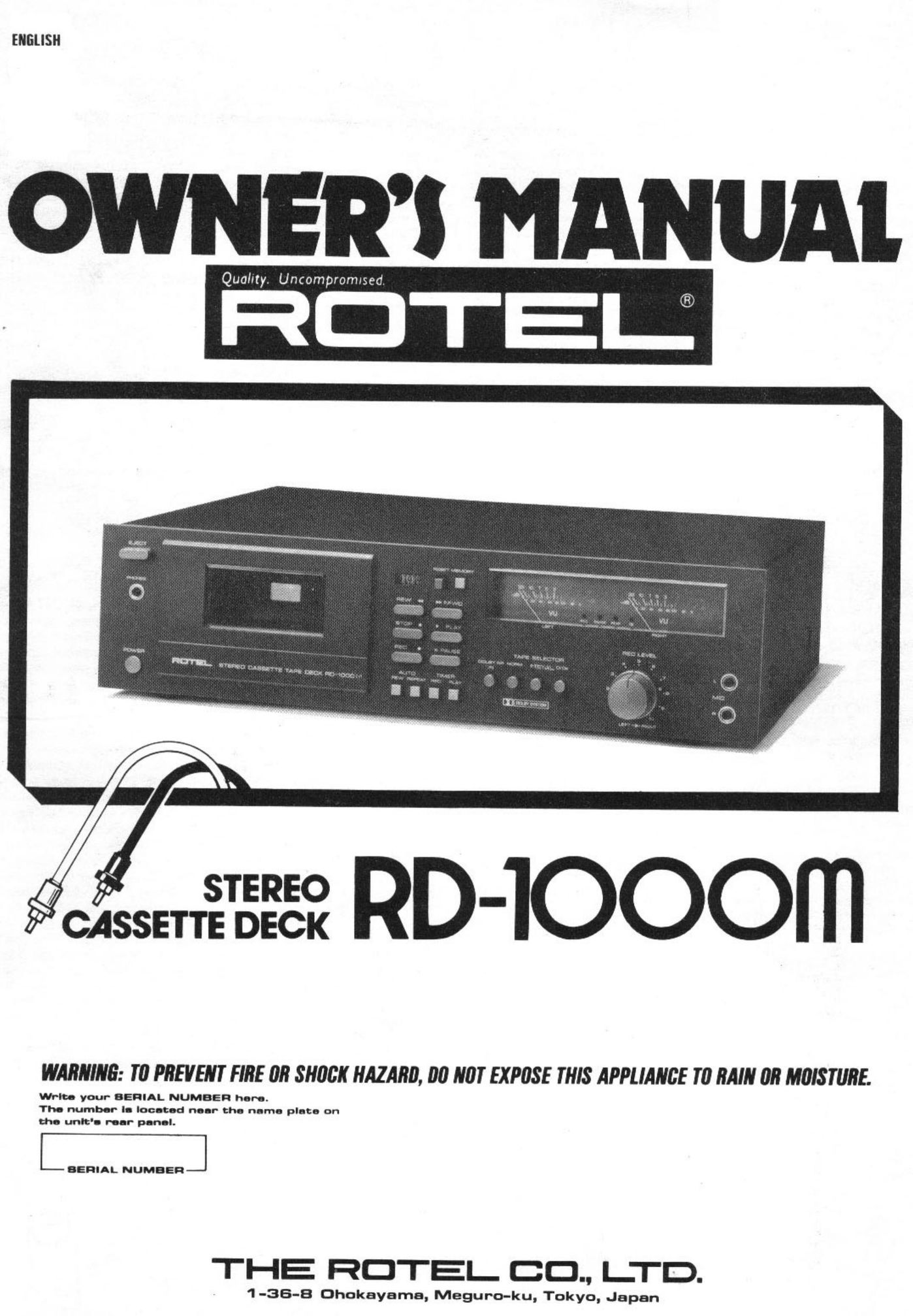 Rotel RD-1000M Cassette Player User Manual