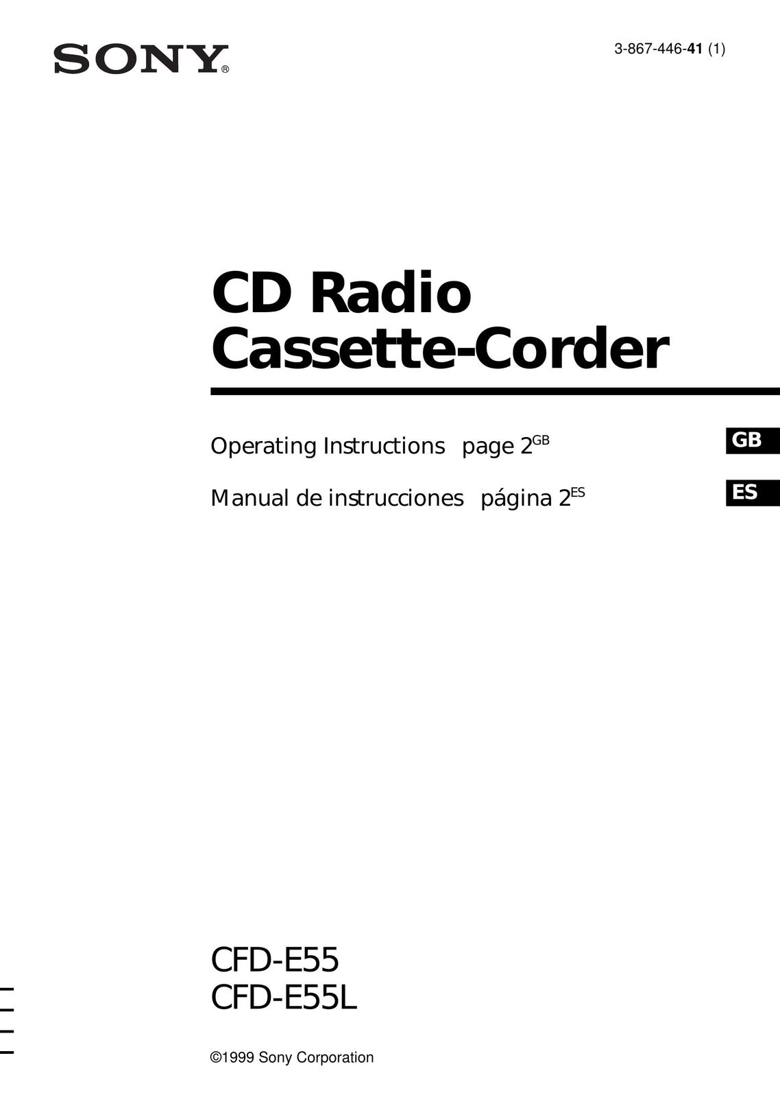 Sony CFD-E55L Cassette Player User Manual