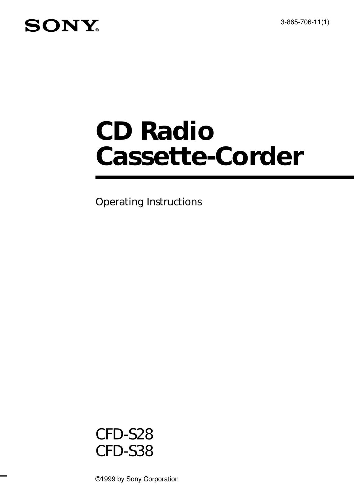 Sony CFD-S28 Cassette Player User Manual