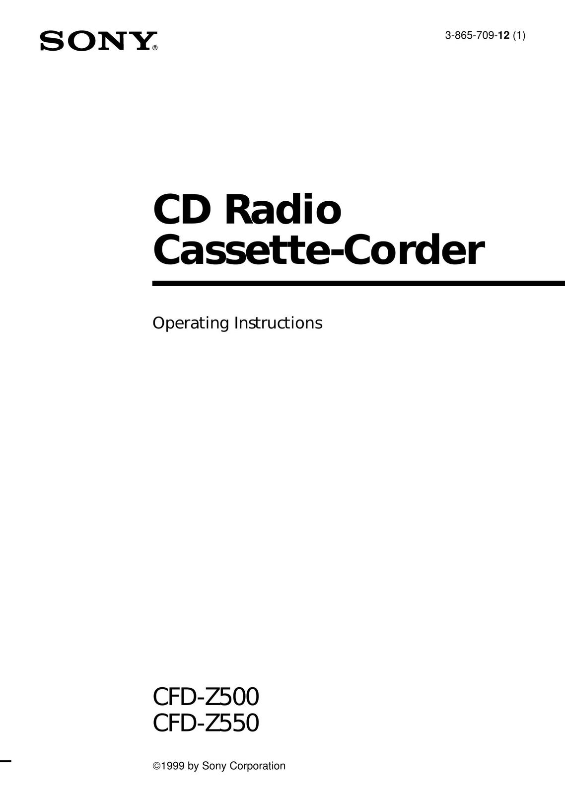 Sony CFD-Z500 Cassette Player User Manual