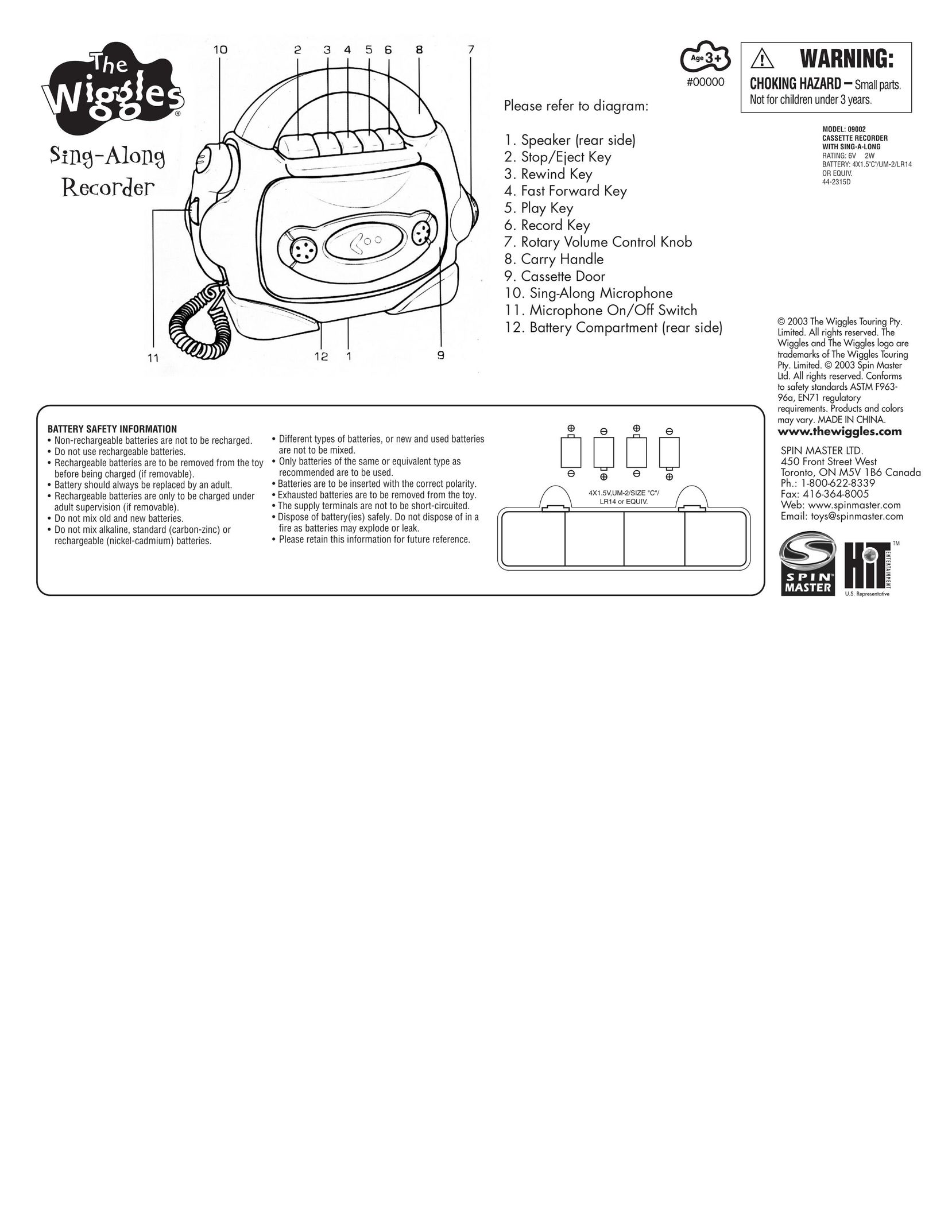 Spin Master 09002 Cassette Player User Manual