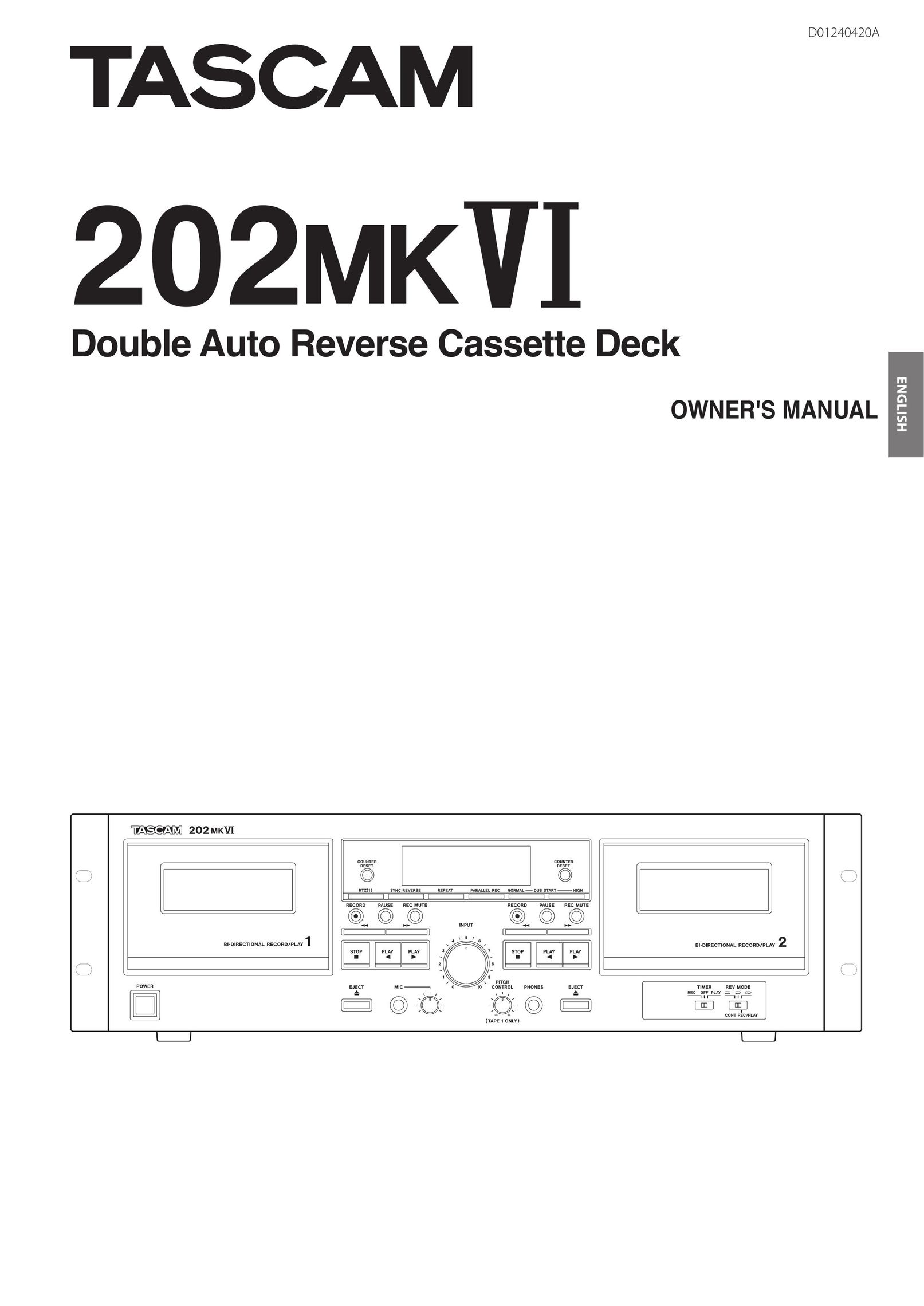 Tascam D01240420A Cassette Player User Manual