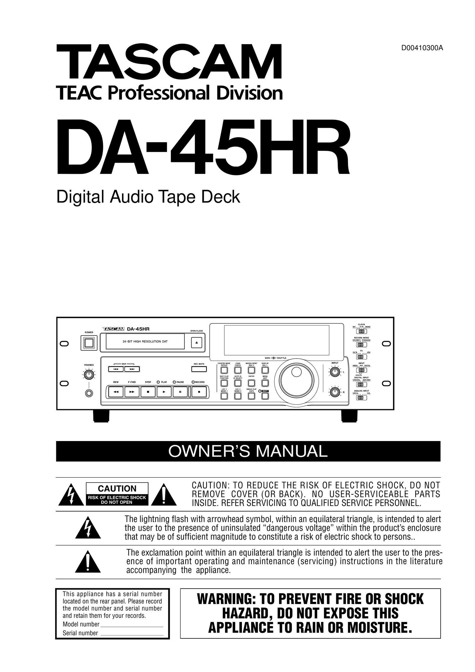 Tascam DA-45HR Cassette Player User Manual