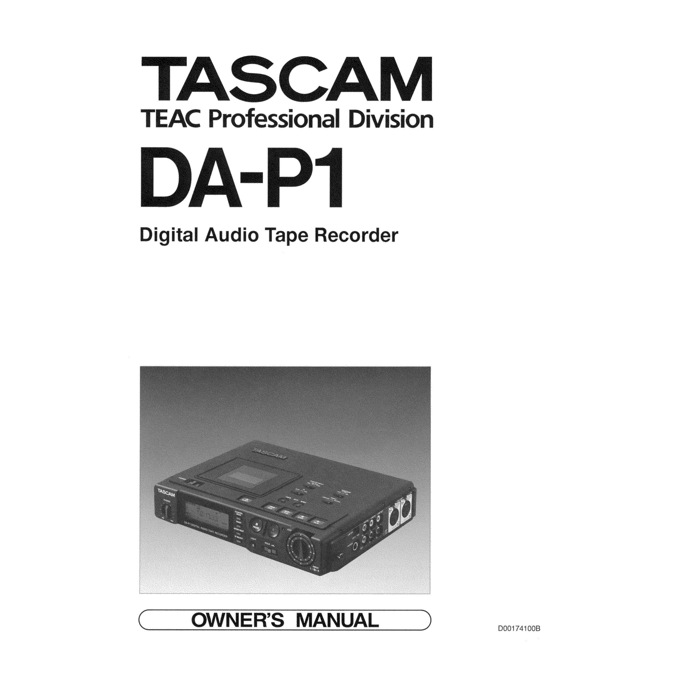 Tascam DA-P1 Cassette Player User Manual